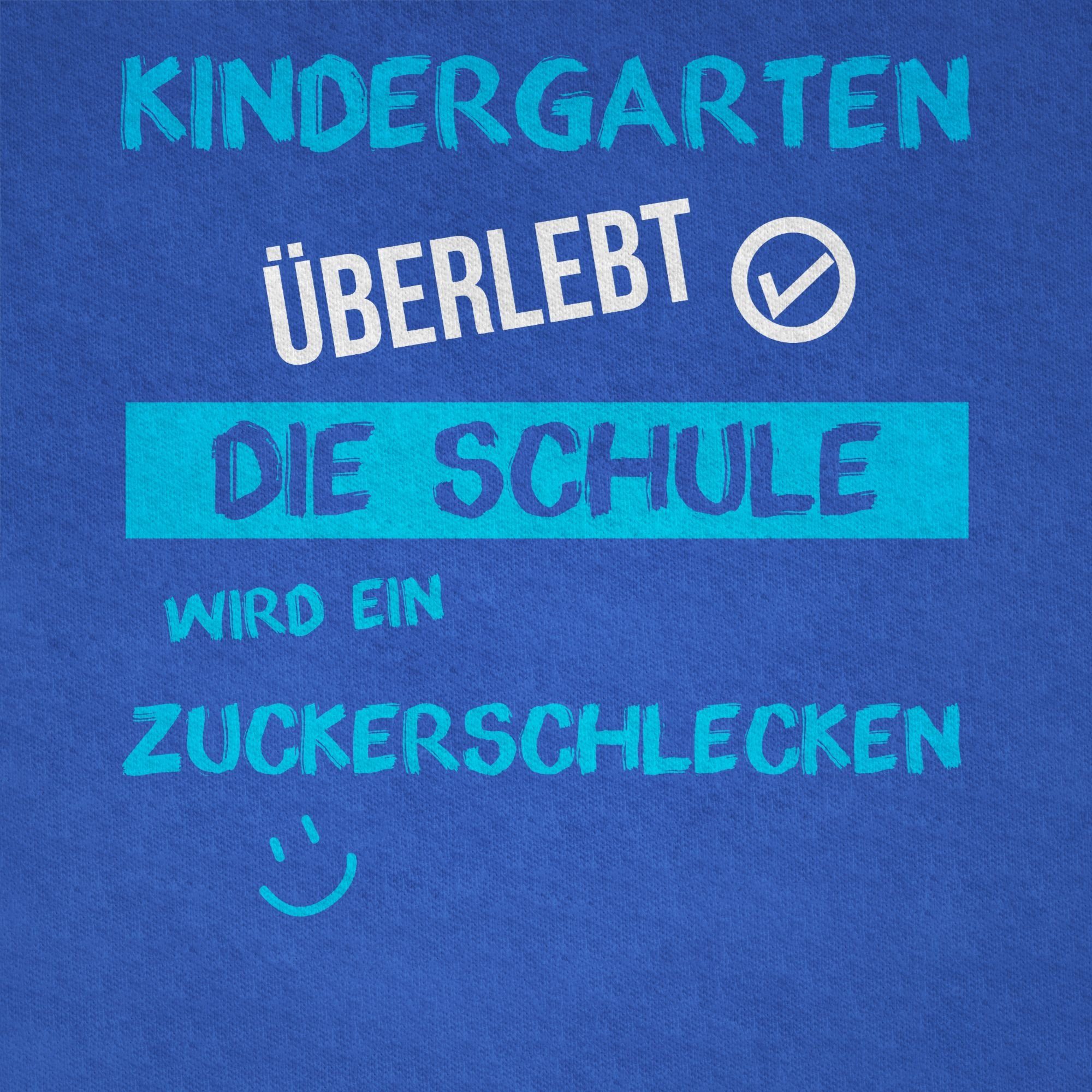 Shirtracer T-Shirt Kindergarten überlebt Junge blau Emoticon Royalblau Einschulung Geschenke 3 Schulanfang