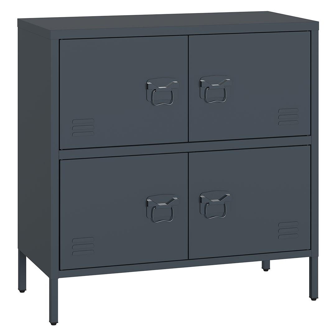 skølm Kommode Zandor aus Metall (Anthrazit, 2 Fächer & 4 Türen), Sideboard 81x80x38 cm, Metallschrank auch verfügbar mit 3 Fächern