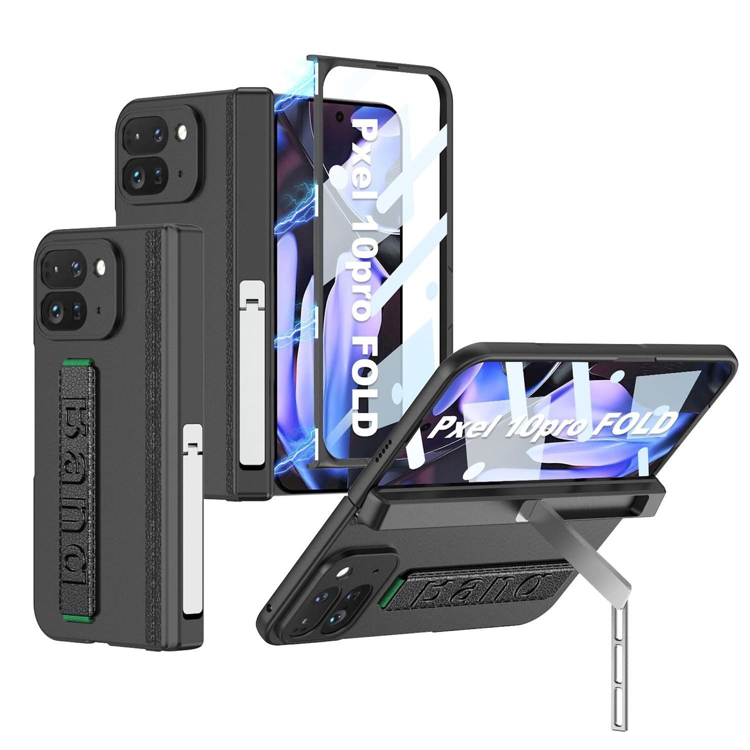 Wigento Handyhülle Für Google Pixel 10 Pro Fold GKK Faltscharnier Schlaufe Halter Hülle, Schutzhülle mit Faltscharnier und Handgelenksschlaufe