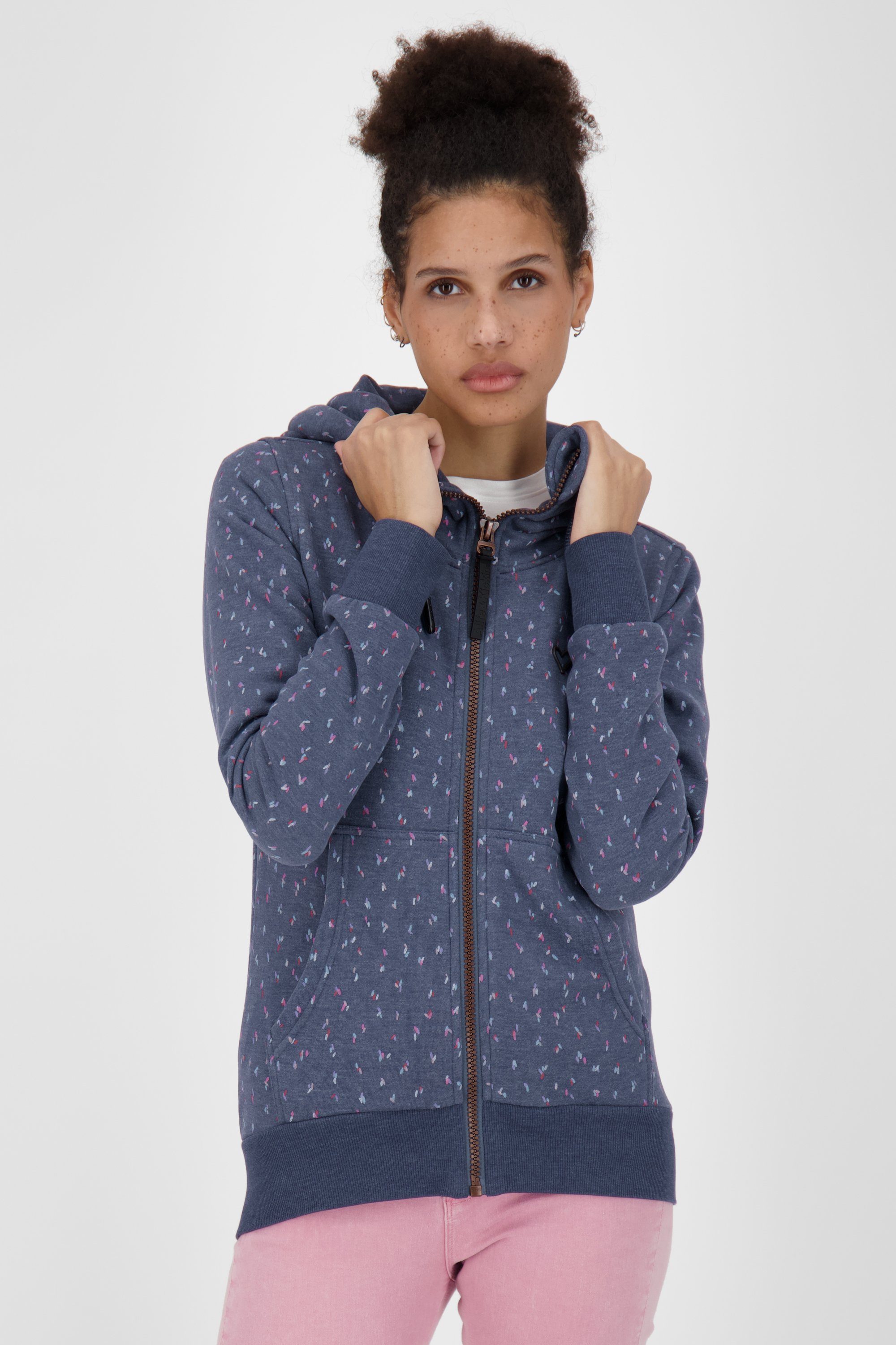 Hochwertige Qualität Alife & Kickin Kapuzensweatjacke YasminAK Sweatjacket B melange nightblue Kapuzensweatjacke, Sweatjacke Damen