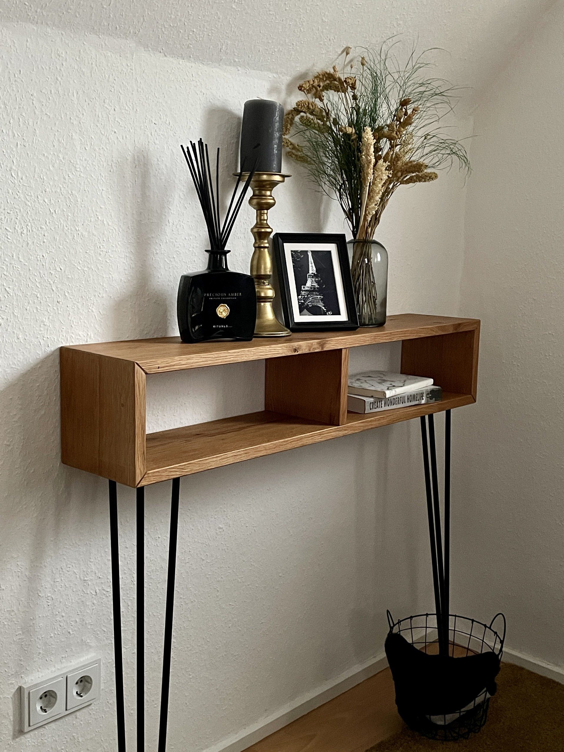 LosBudos Konsolentisch mit Fächern aus Deutscher Eiche günstig online kaufen