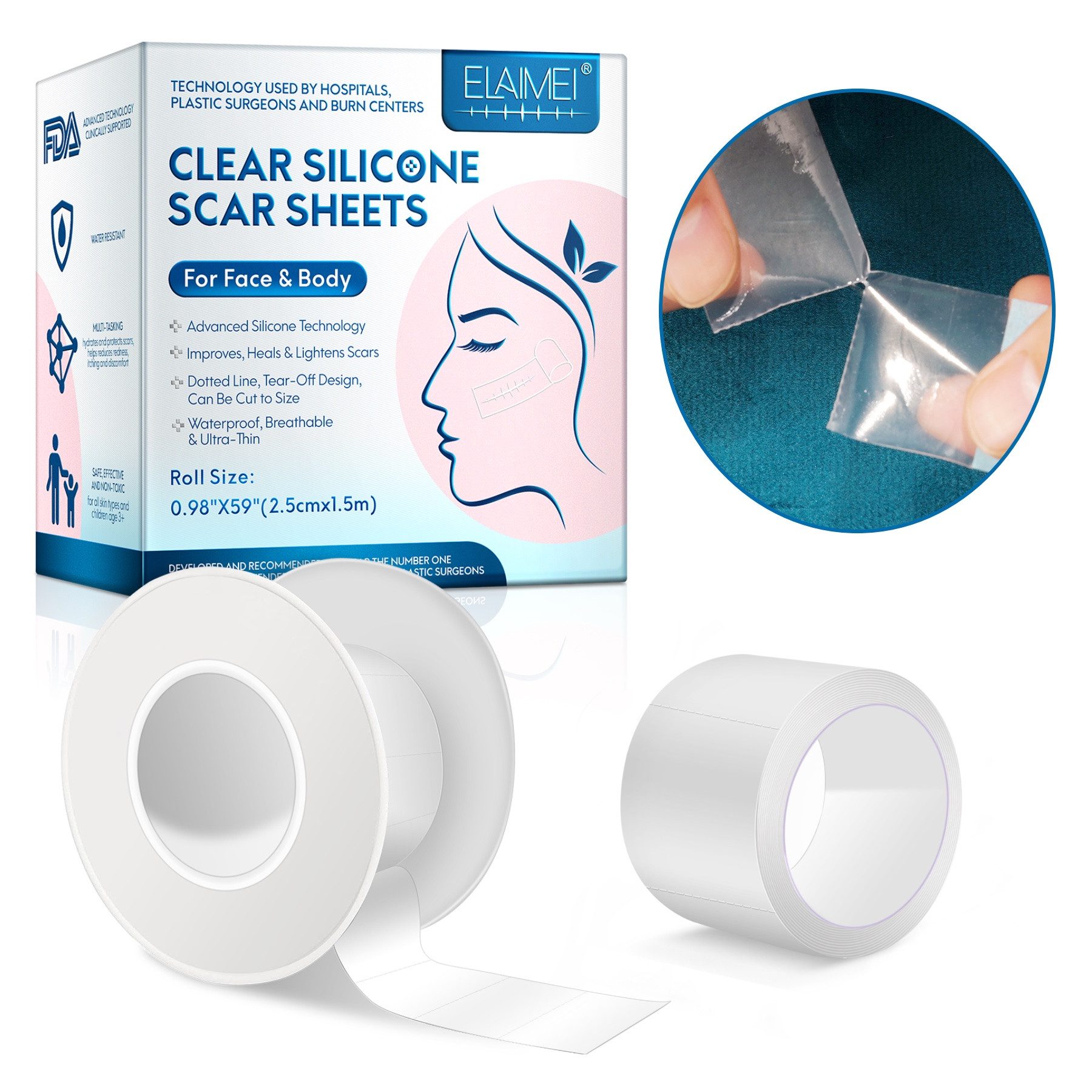 P-Beauty Cosmetic Accessories Wundpflaster Narbenpflaster Silikonpflaster Transparent Narben Reduktion (1 St), Wundpflaster, Narbenpflaster, Silikon, Narben Reduktion