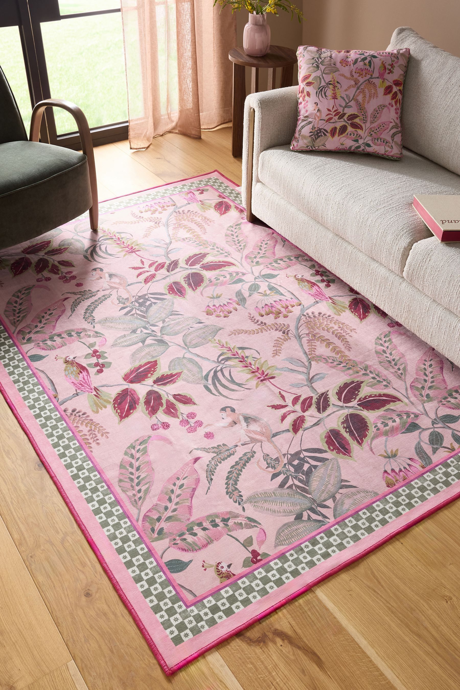 Next Teppich Waschbarer Läufer, Blumenmuster, exotischer Affe günstig online kaufen