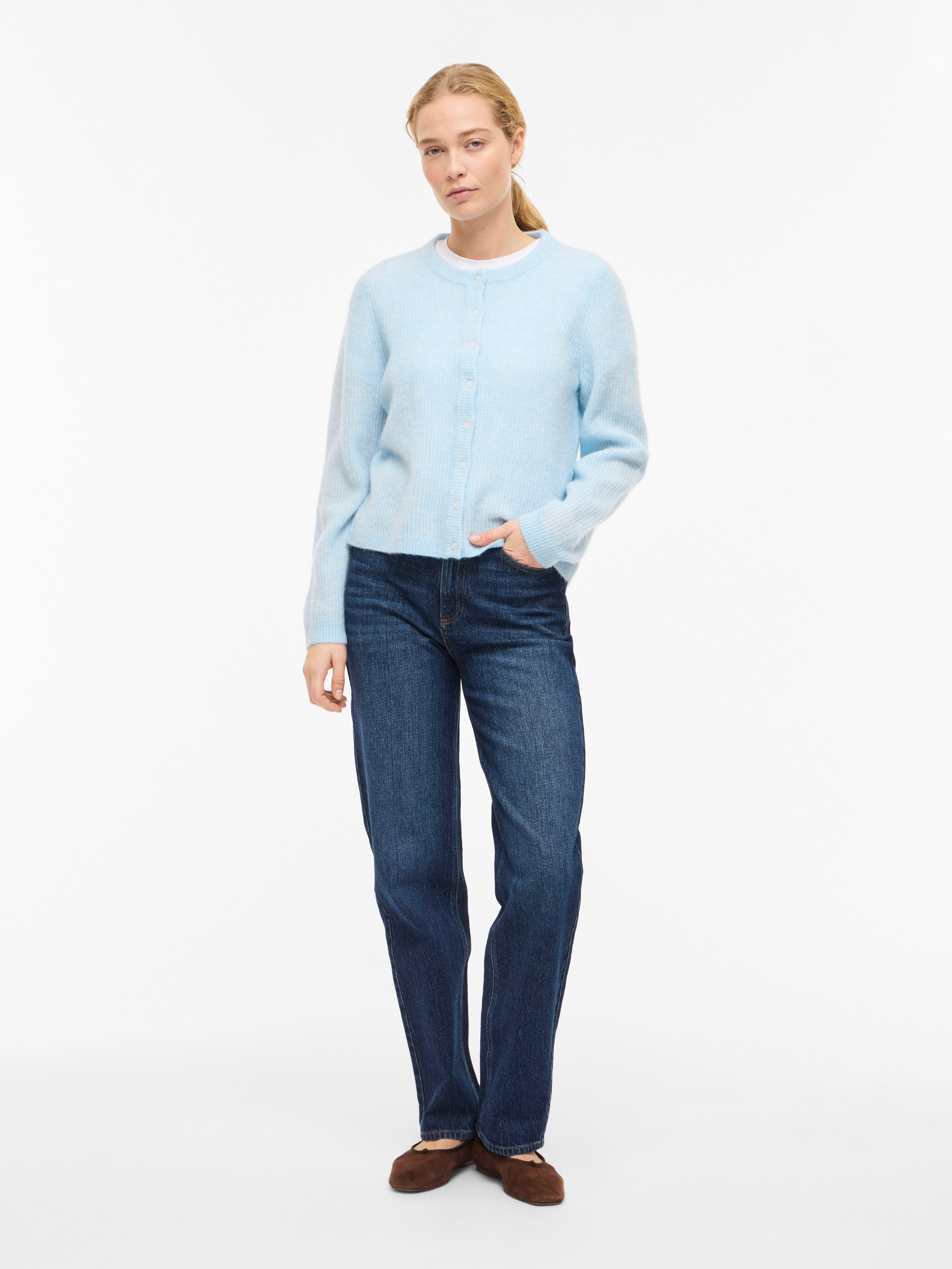 Vila Strickjacke VILORY O-NECK L/S KNIT CARDIGAN-NOOS Materialmix, regular fit