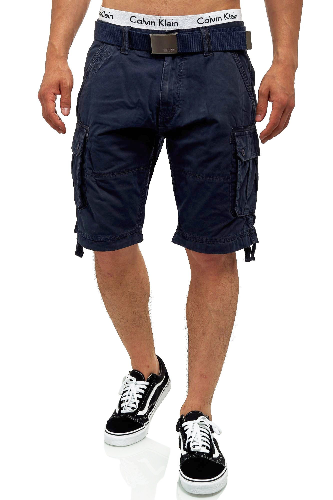 Indicode Cargoshorts Herren Abner Cargo Shorts Herrenshorts knielang, mit vielen Details