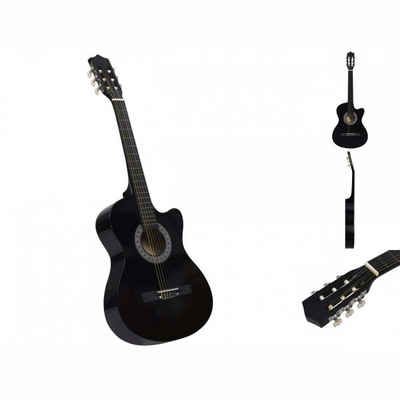 vidaXL Akustikgitarre Western Akustik Cutaway Gitarre mit 6 Saiten Schwarz 38