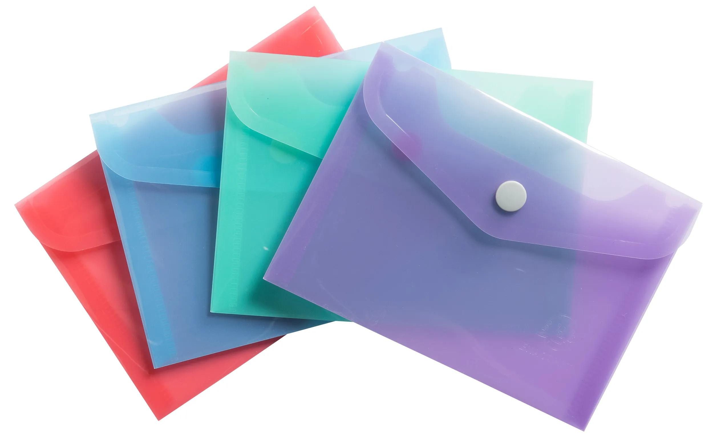 EXACOMPTA Prospekthülle 28x Hüllen mit Druckknopf, PP 200, B6, - sortiert - 35410E, Hüllen