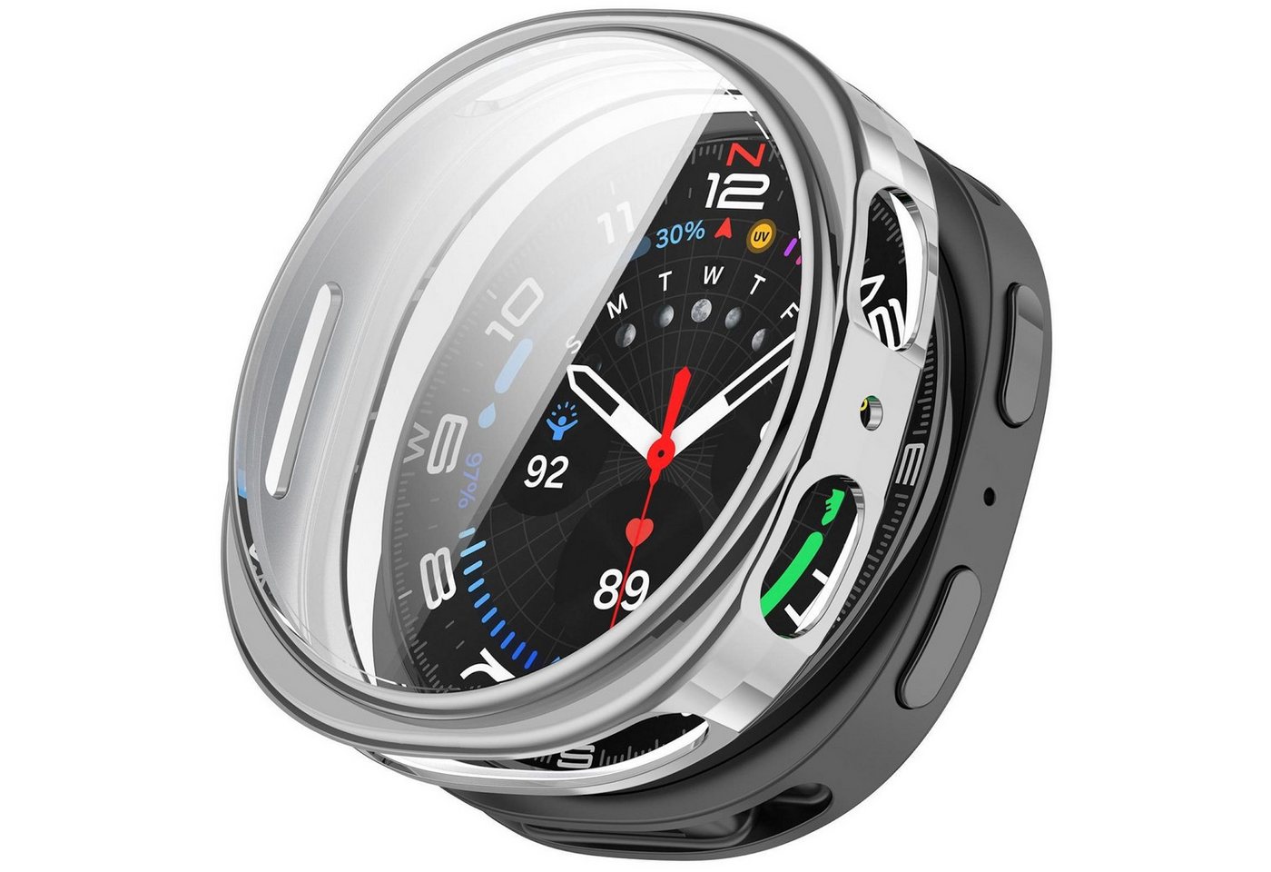 Wigento Smartwatch-Hülle TPU für Samsung Galaxy Watch 9 8 40mm Electroplated Full Cover Silber, Full TPU Schutzhülle, nahtlose Passform