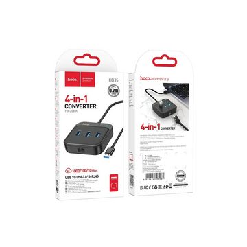HOCO HUB-Adapter 4in1 USB auf USB3.0*3+RJ45 100 Mbit/s Gigabit Ethernet Adapter