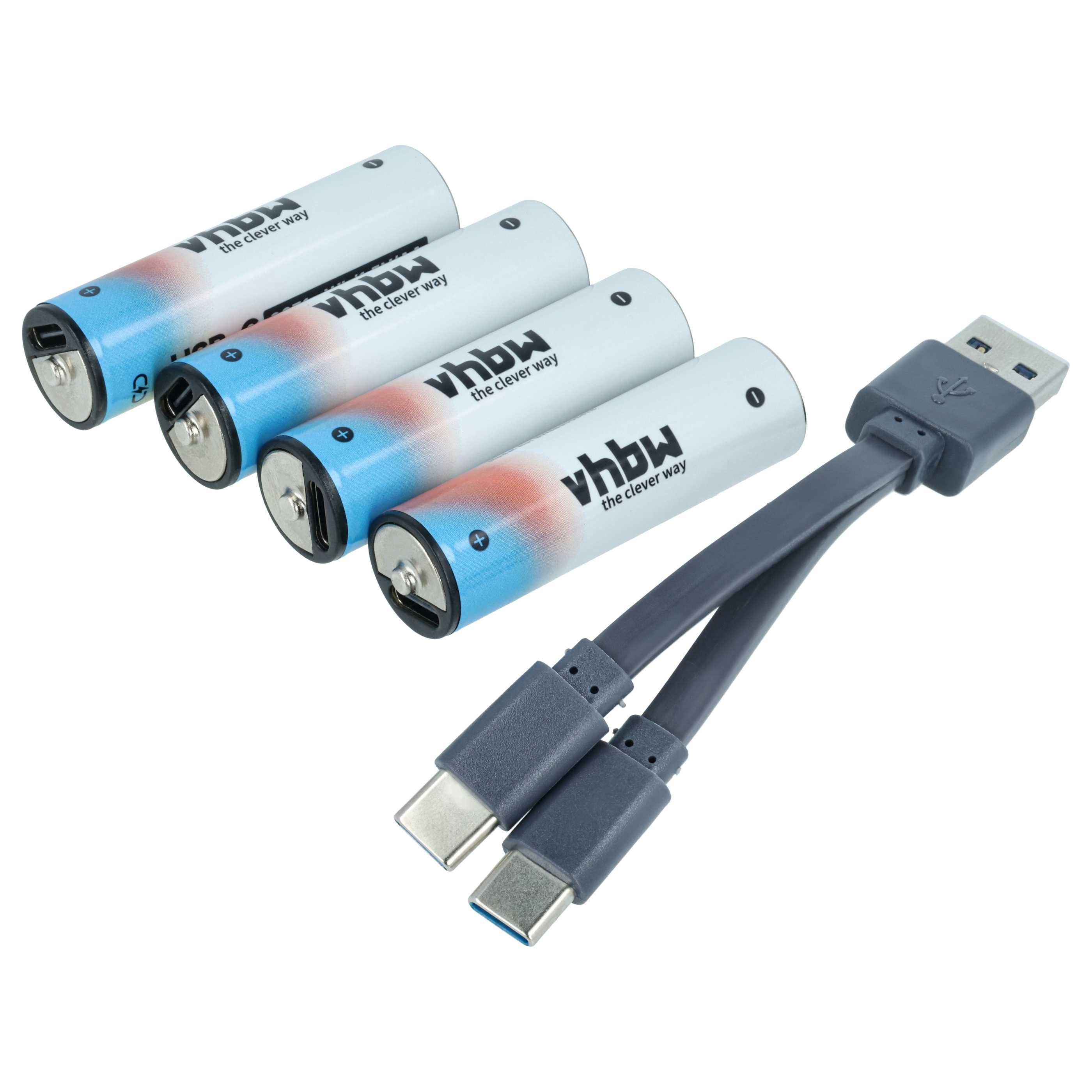 vhbw für verschiedene Anwendungsbereiche (2047 mAh, 1,5 V, Li-Ion) Akku Akku Li-Ion 2047 mAh (1,5 V, 4 St), AA Akkus als wiederaufladbare Alternative für AA-Batterie Anwendungen