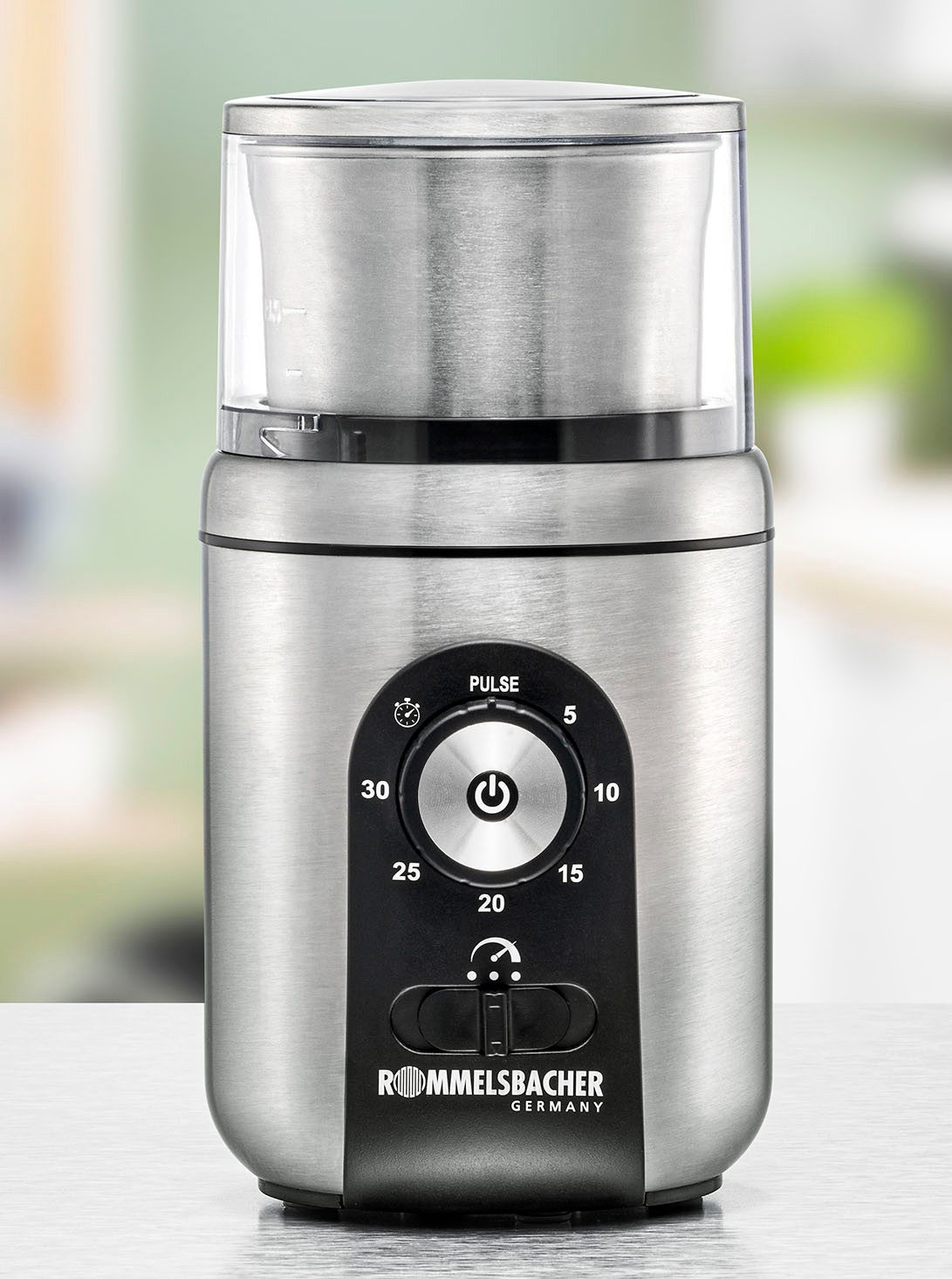 Rommelsbacher Kaffeemühle EGK 250, 200 W, Schlagmesser, 70 g Bohnenbehälter, Kaffee & Gewürz Mühle silberfarben