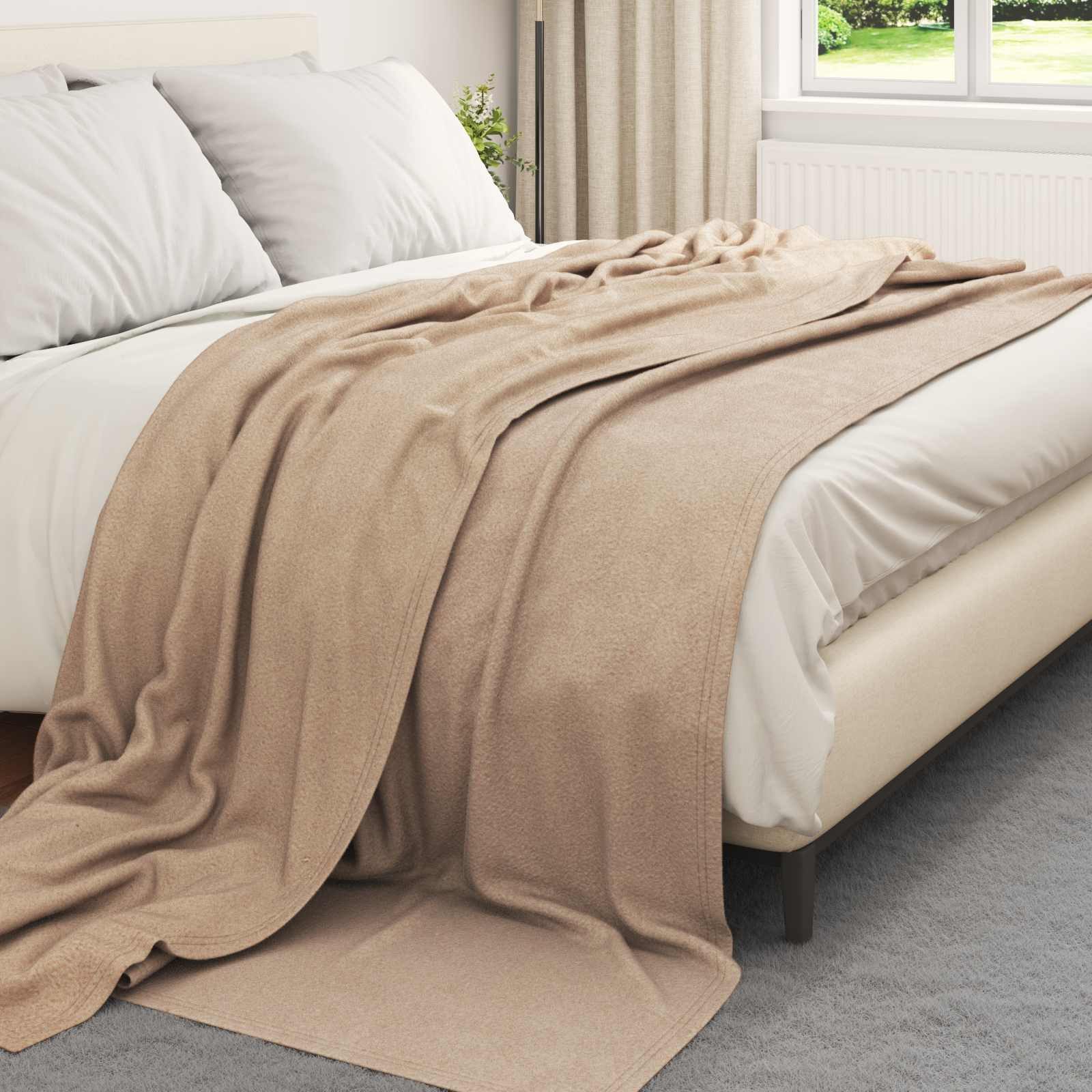 vidaXL Bettüberwurf Überwurfdecke Kamel 240 x 220 cm Fleece