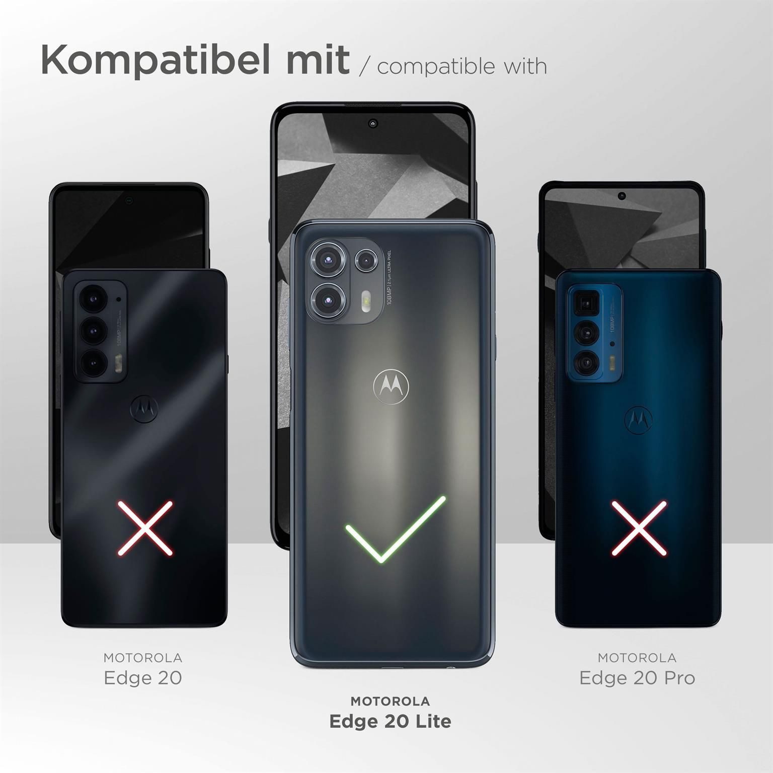 moex Handyhülle für Motorola Edge 20 Lite Hülle Klappbar Book Case Schwarz 6,7 Zoll, Klapphülle Kartenfach Flip Cover Handytasche Leder Optik Schutzhülle