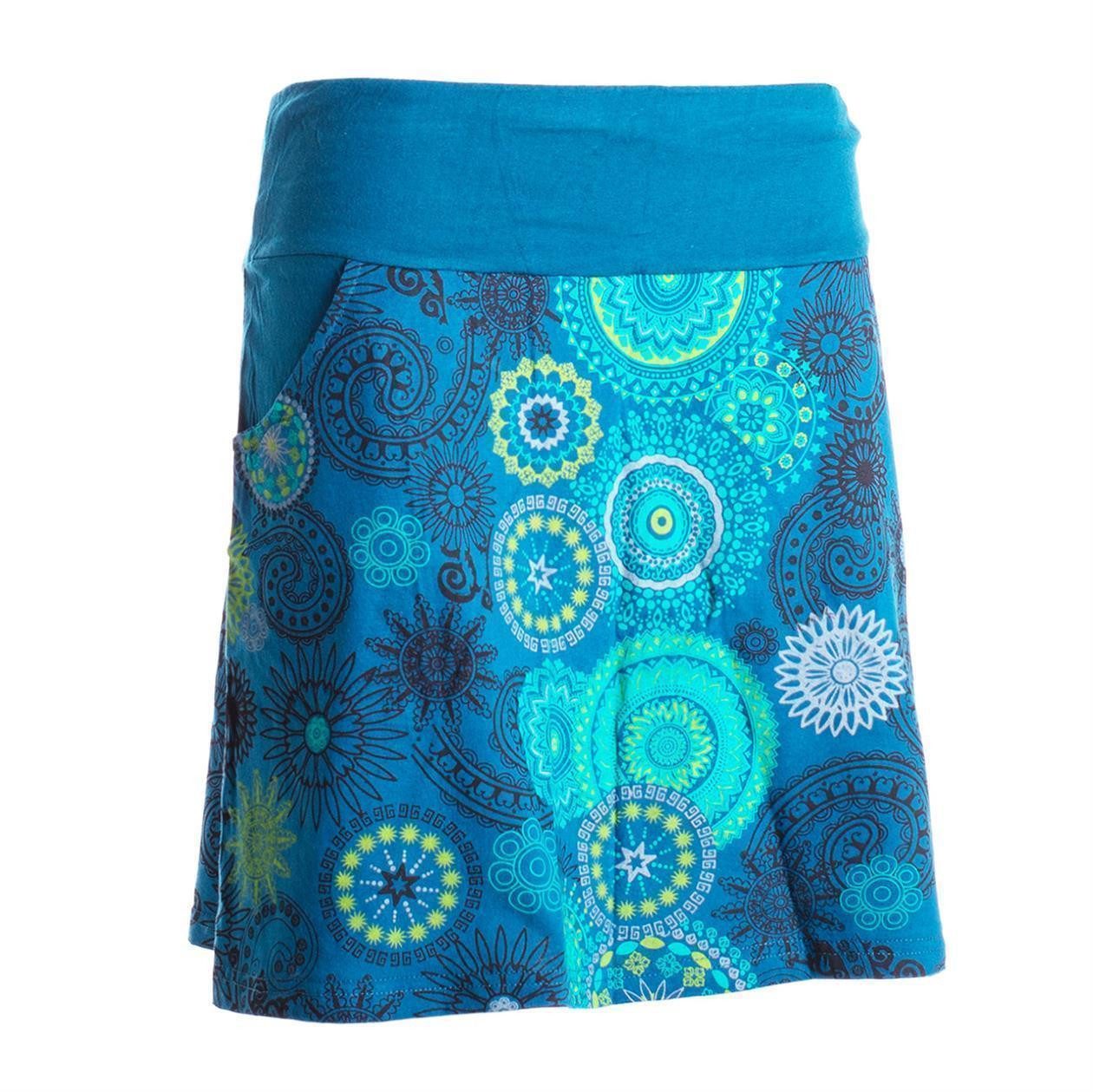 Vishes Minirock Kurzer Damen Baumwoll-Rock Taschen-Rock Mini-Röcke Mandala-Streifen Boho, Hippie, Retro Style – Bild 4 von 4