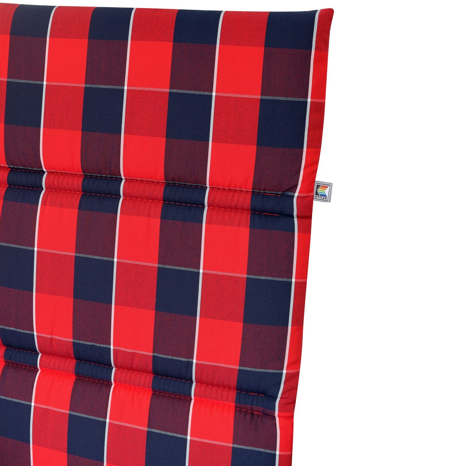 KETTLER Hochlehnerauflage 851, Gartenstuhlauflage Hochlehner 120x48x3cm, Rot-Blau Kariert