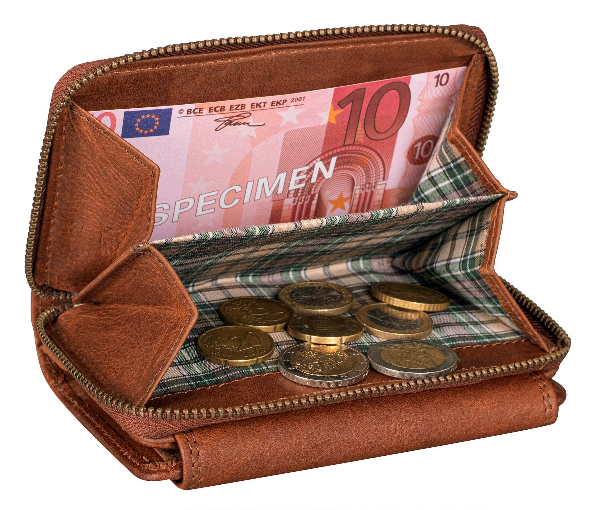 Benthill Geldbörse Damen Echt Leder RFID Geldbeutel viele Kartenfächer Portemonnaie Groß, RFID-Schutz Kartenfächer Münzfach Reißverschlussfach