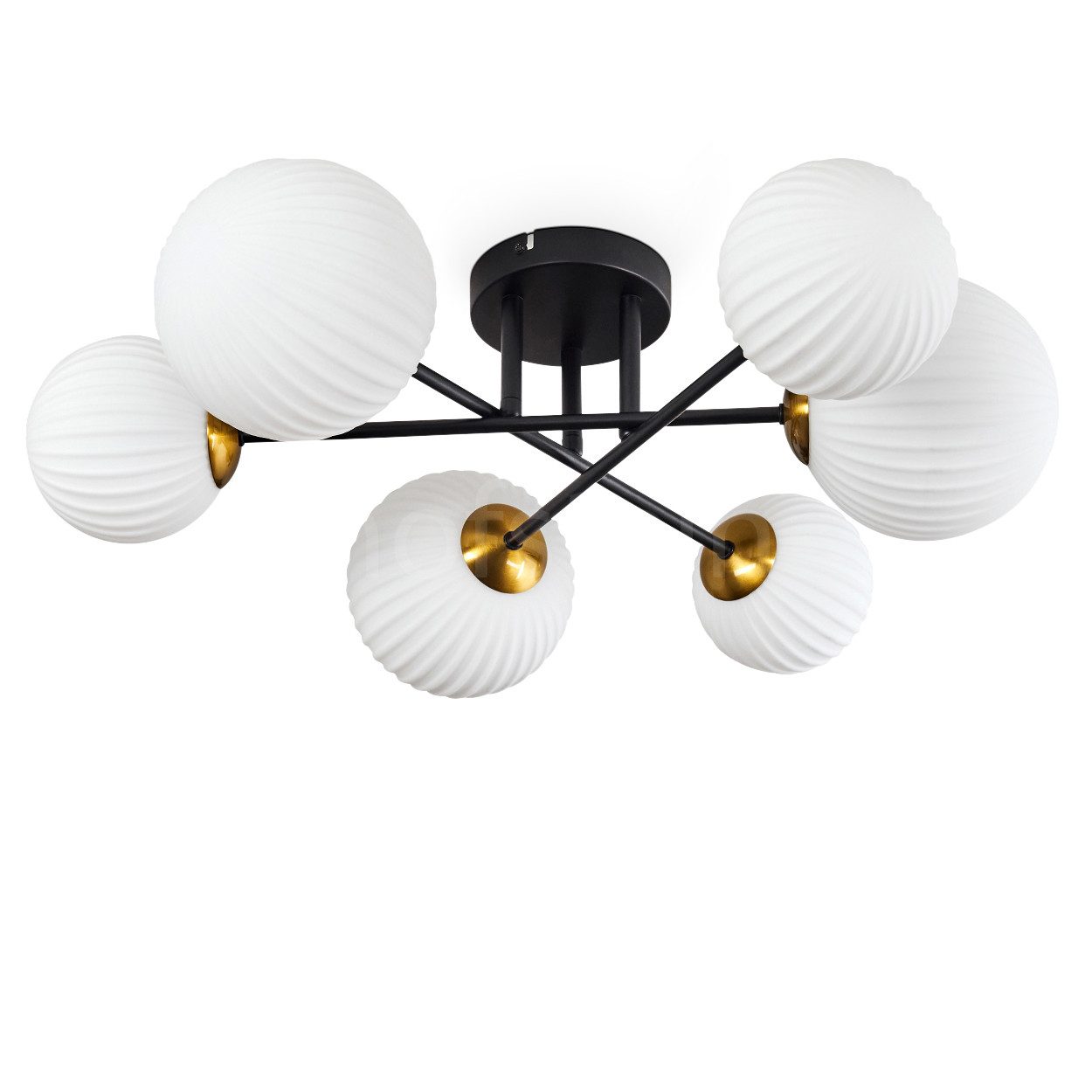 hofstein Deckenleuchte Deckenlampe aus Metall/Riffelglas in günstig online kaufen