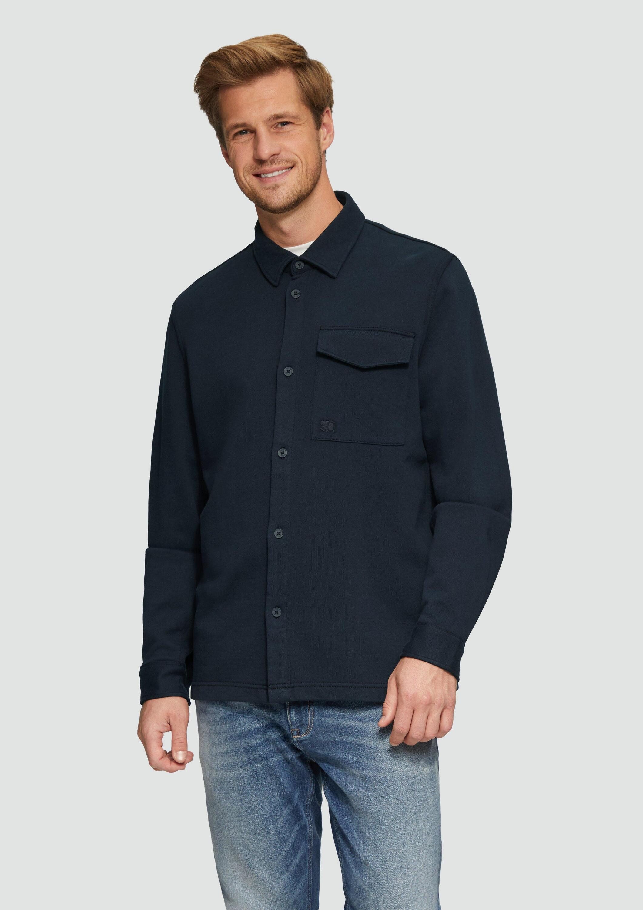 s.Oliver Langarmhemd Hemd Lässiges Overshirt aus Sweat, 360° Circular Vision