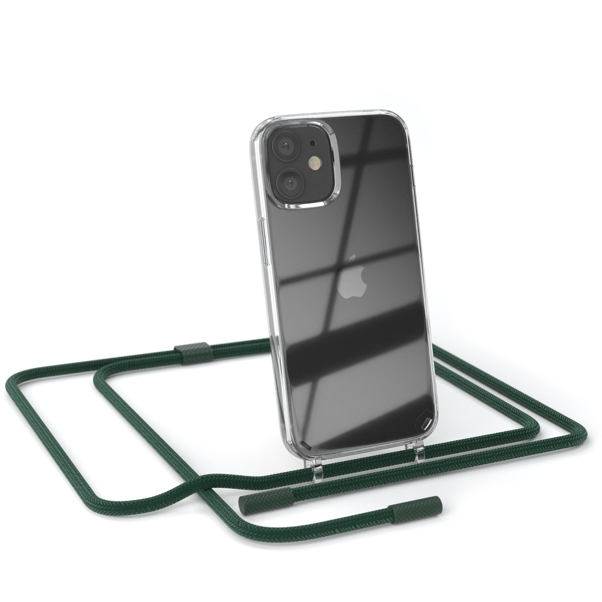 EAZY CASE Handykette Silikon Kette Unifarbe für Apple iPhone 12 Mini 5,4 Zoll, Handykette zum Umhängen Slim Phone Chain Festivalbag Smartphone Grün