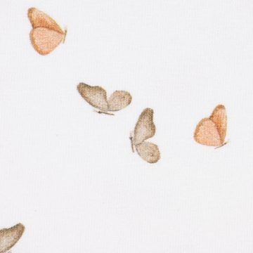 SCHÖNER LEBEN. Stoff Baumwolljersey Digitaldr. SWEET FOREST Schmetterlinge weiß hellbraun s, allergikergeeignet