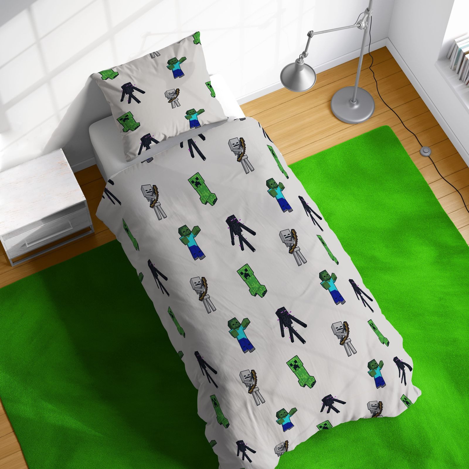 BrandMac Bettwäsche Minecraft "Last Block Standing" Bettwäsche-Set, Gaming 135x200 & 80x80, Baumwolle, 100% Baumwolle