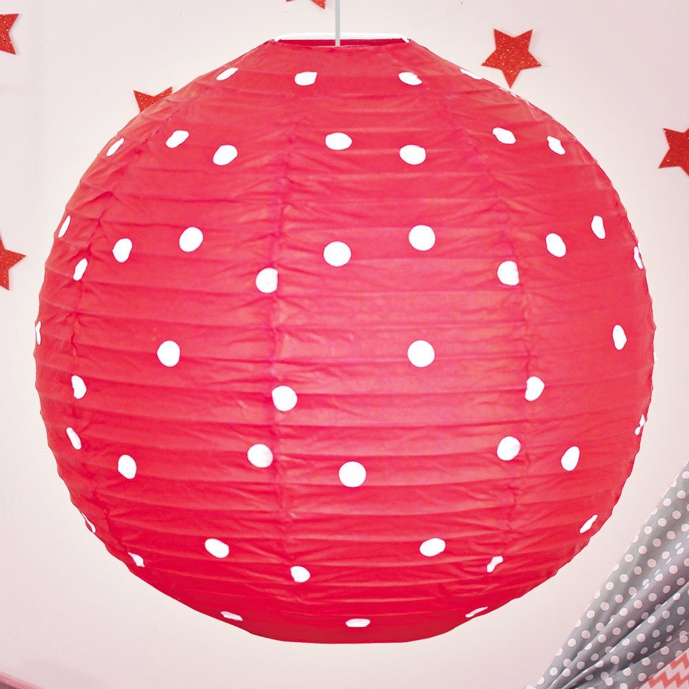 Pendel rot etc-shop gepunktet Leuchtmittel Lampe weiß Decken inklusive, Kinder Design Zimmer Kugelleuchte, nicht