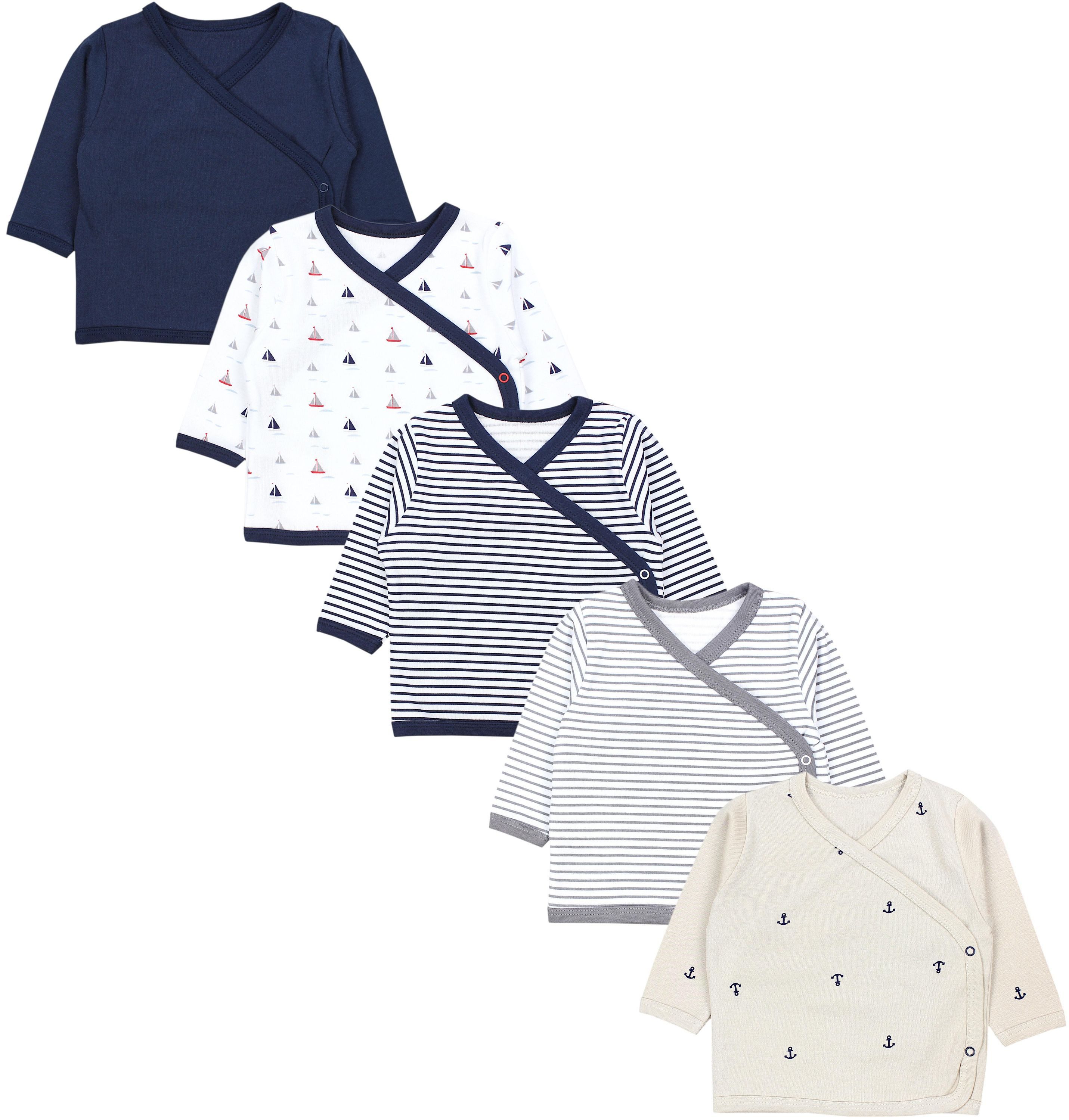 Wickelshirt Unisex Baby Langarm 5er Set