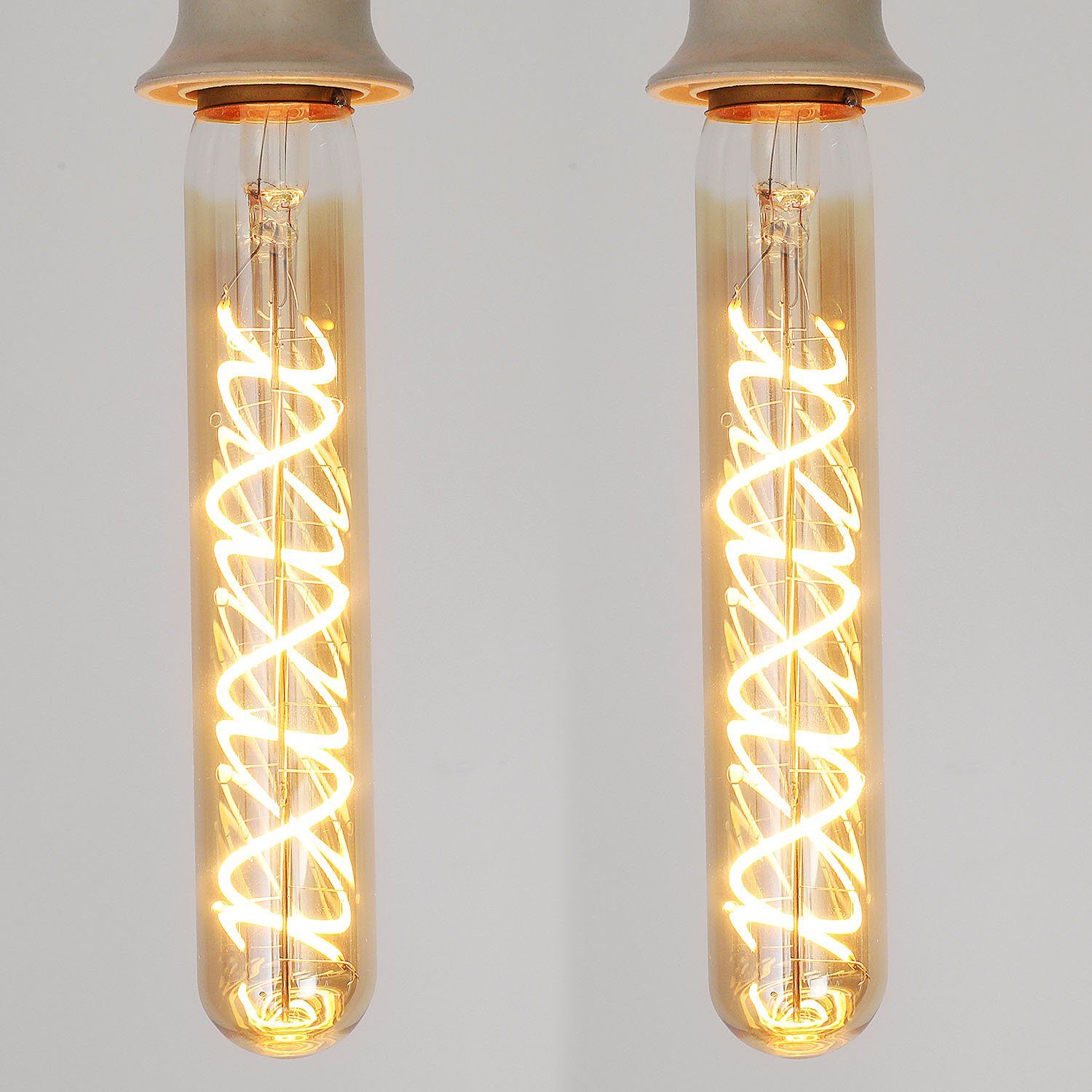 W 3000K, Flutlichtstrahler 4 mittlerer Glühlampe, LED oyajia Retro-Edison-Glühlampe Röhrenförmiges W 2 T30 Stück 4 Vintage Warmweiß, E27-Sockel LED-Glühlampe LED wechselbar, Langes
