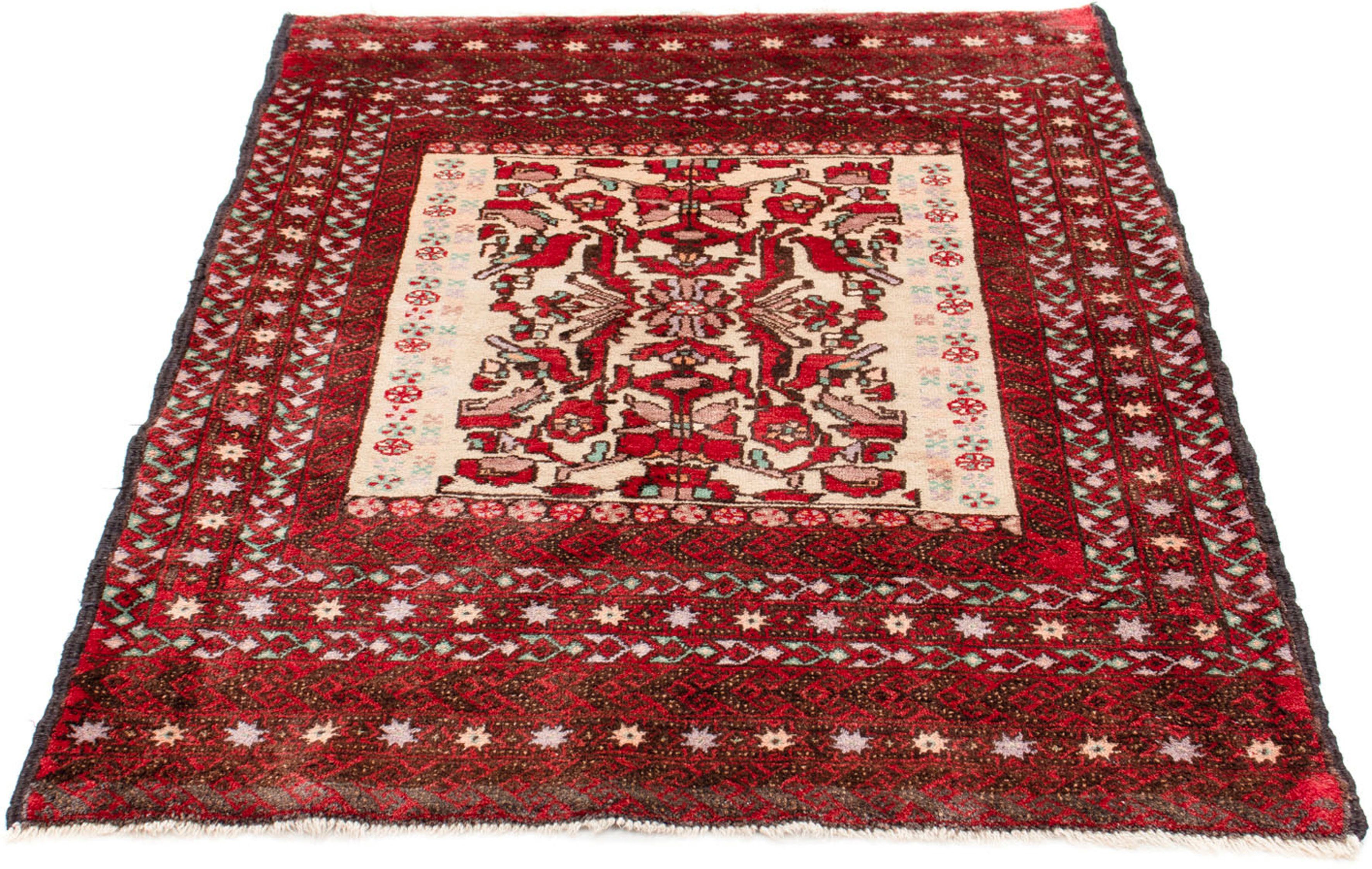 Orientteppich Belutsch - 147 x 99 cm - rot, morgenland, rechteckig, Höhe: 8 mm, Wohnzimmer, Handgeknüpft, Einzelstück mit Zertifikat