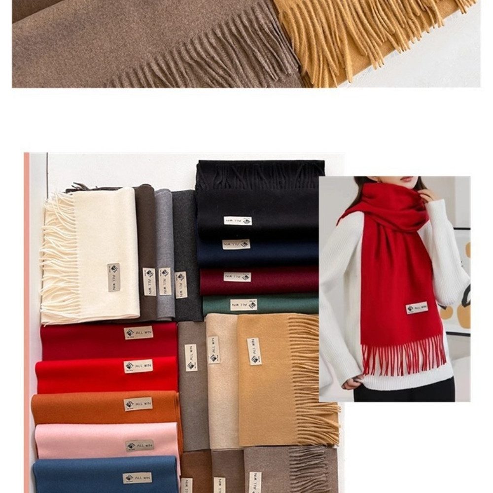 Blusmart Halstuch Schal Damen Warm Herbst Winter unifarben Baumwolle mit quasten, (Dick und weich, Einfarbige Schals und Tücher), Für abendkleid xl Stola Scarf  – Bild 5 von 5