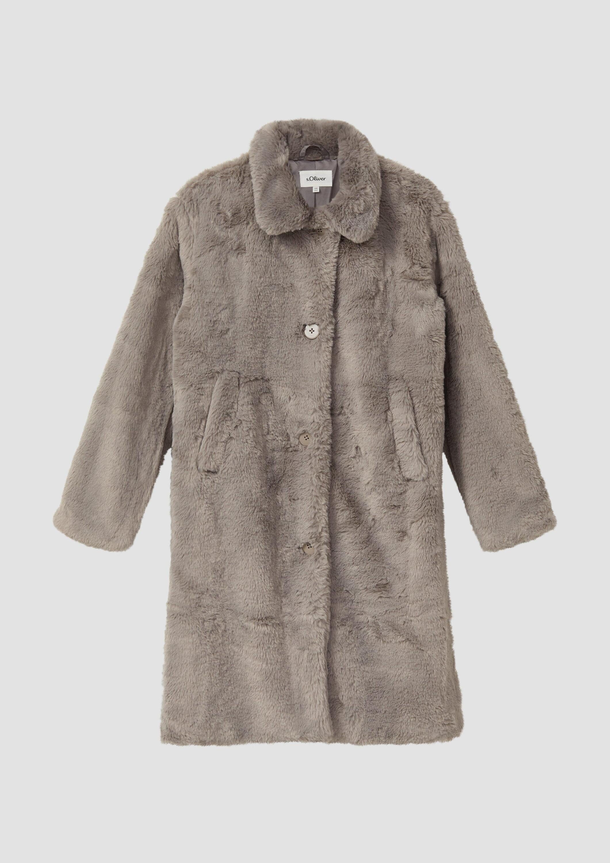 s.Oliver Funktionsmantel Outdoor-Mantel Kuscheliger Loose-Fit-Mantel in Pelz-Optik
