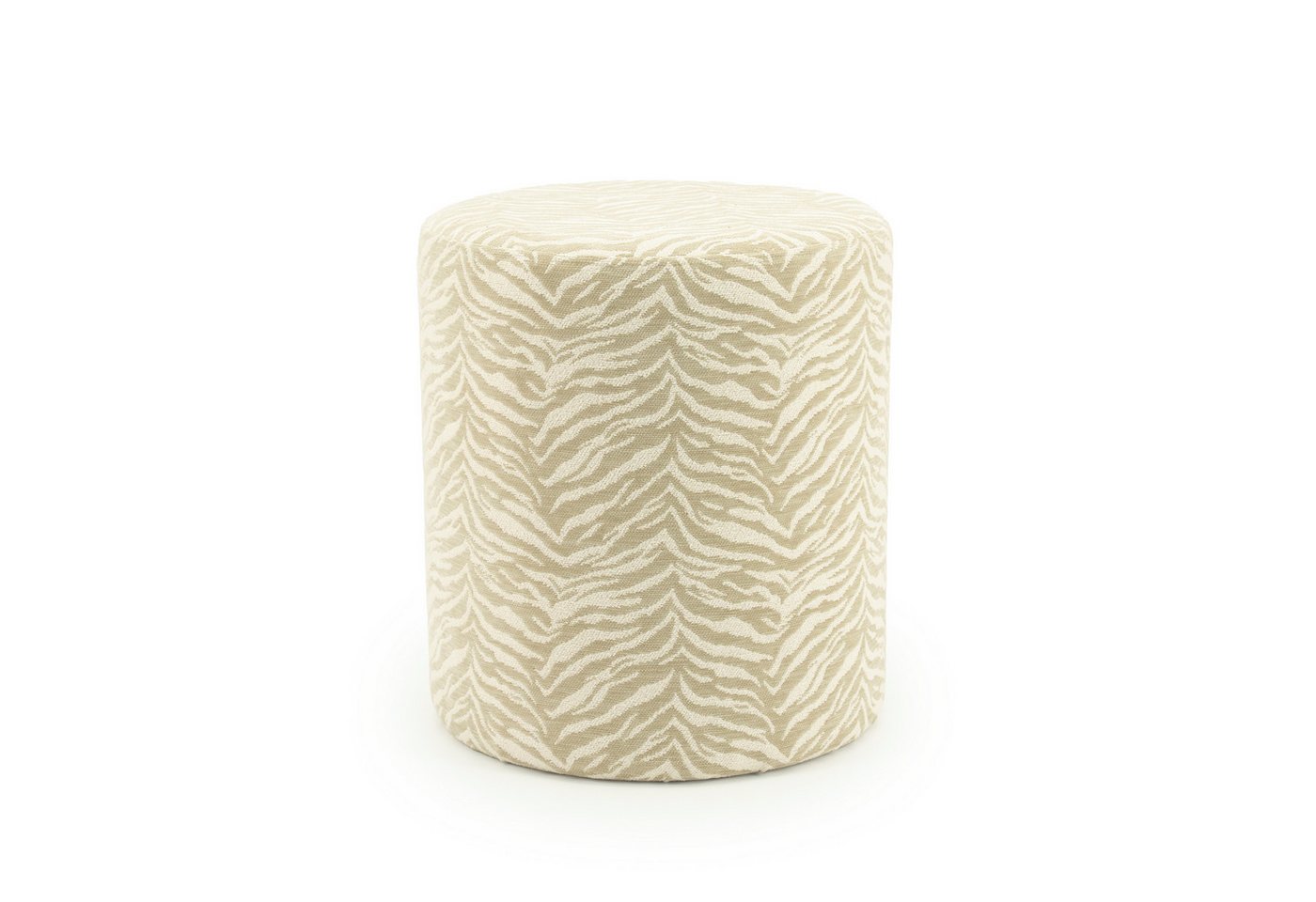 Maison ESTO Sitzhocker POUF Hocker Safari-Print Safari Muster Ø38 × H42 cm, Attraktive Farbauswahl: Erhältlich in Grün, Mustard, Beige und Braun