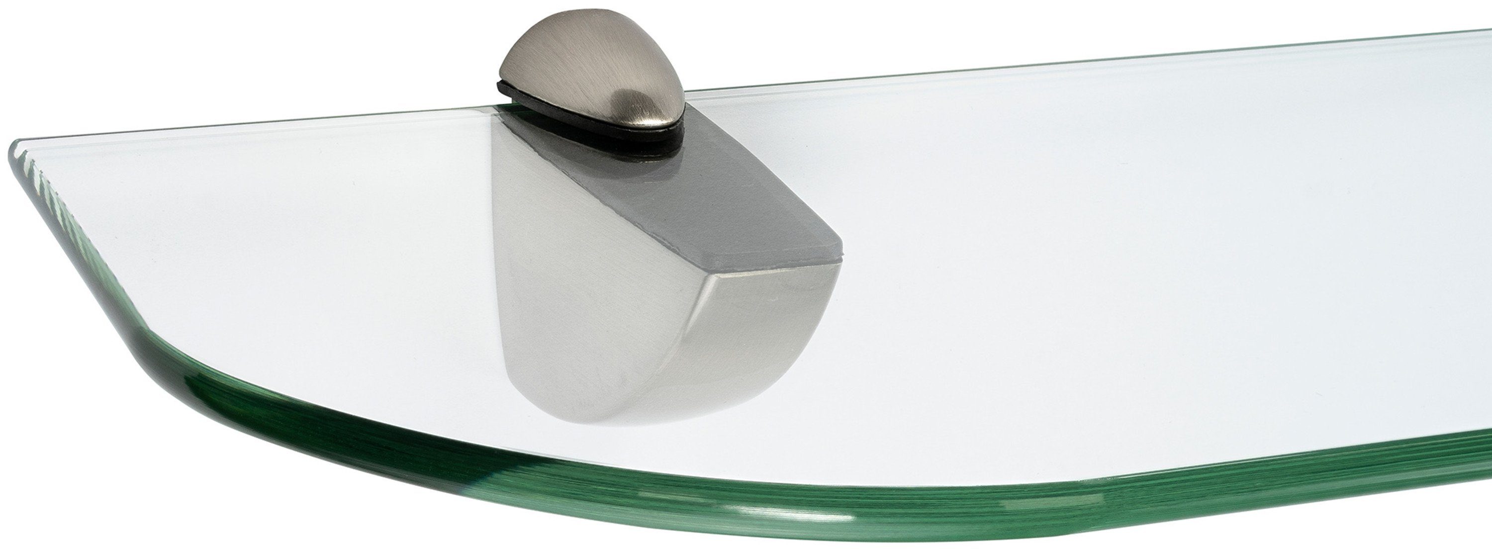 ib style Wandregal Glasregal 6mm klar 40 x 15 cm + Clip PELI Edelstahloptik, Glasboden aus ESG-Sicherheitsglas - Wandregal