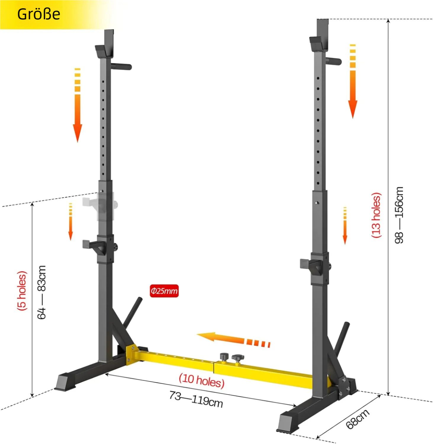 TLGREEN Squat Rack Verstellbare Hantelständer, (Multifunktions Barbell Rack), für für Sportstudio Zuhause Gewichtheben Bankdrücken bis 250 kg