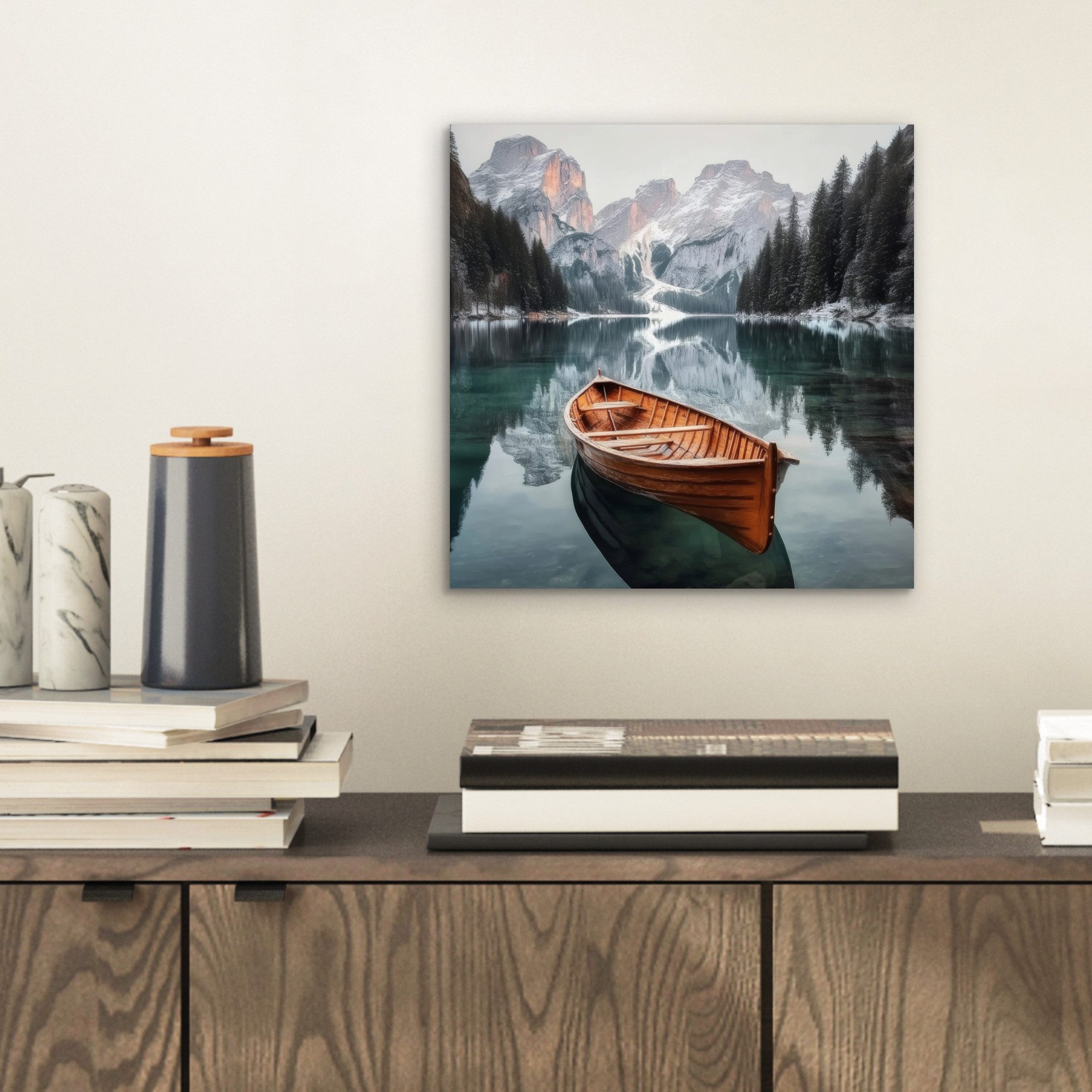 MuchoWow Metallbild Boot - Berge - günstig online kaufen