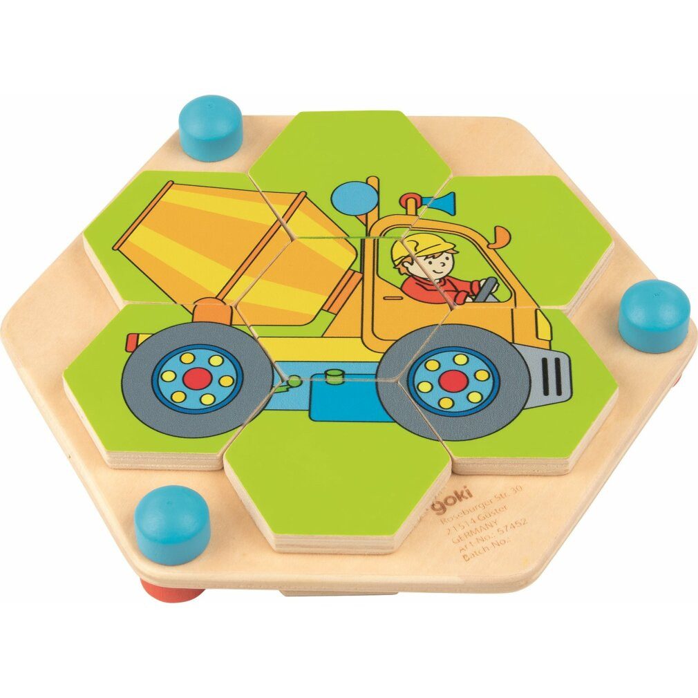 goki Puzzle Puzzle Sechseck Baumaschinen, Puzzleteile