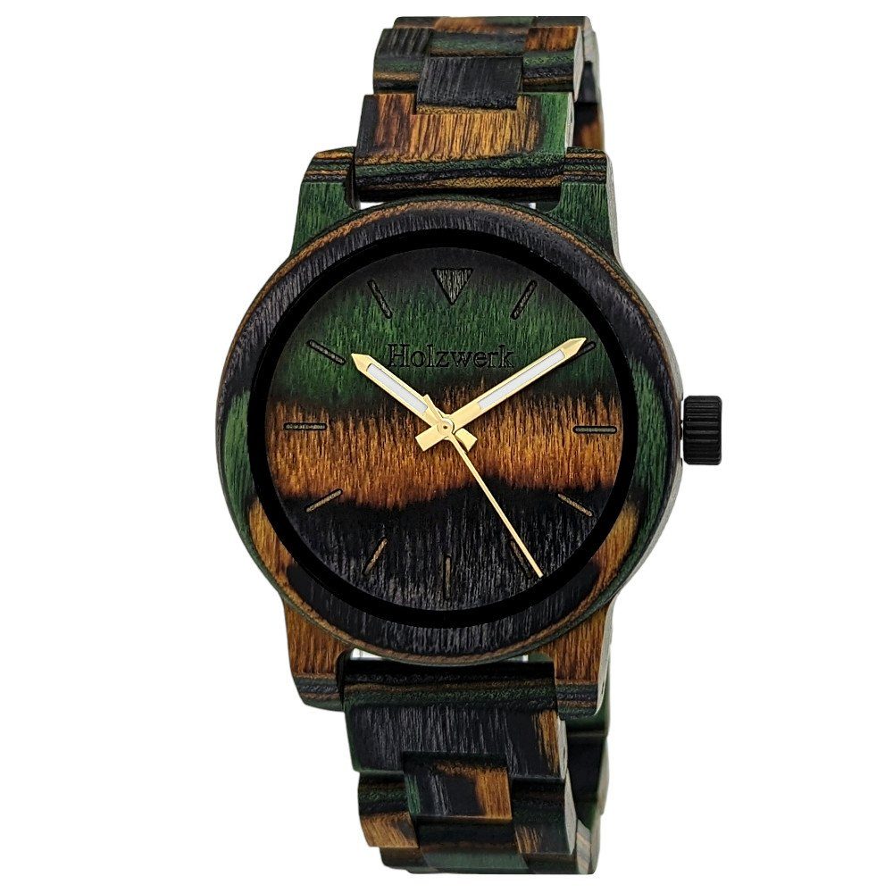 Holzwerk Quarzuhr WIESMOOR Damen & Herren Holz Tarn Armband Uhr, braun, grün, schwarz