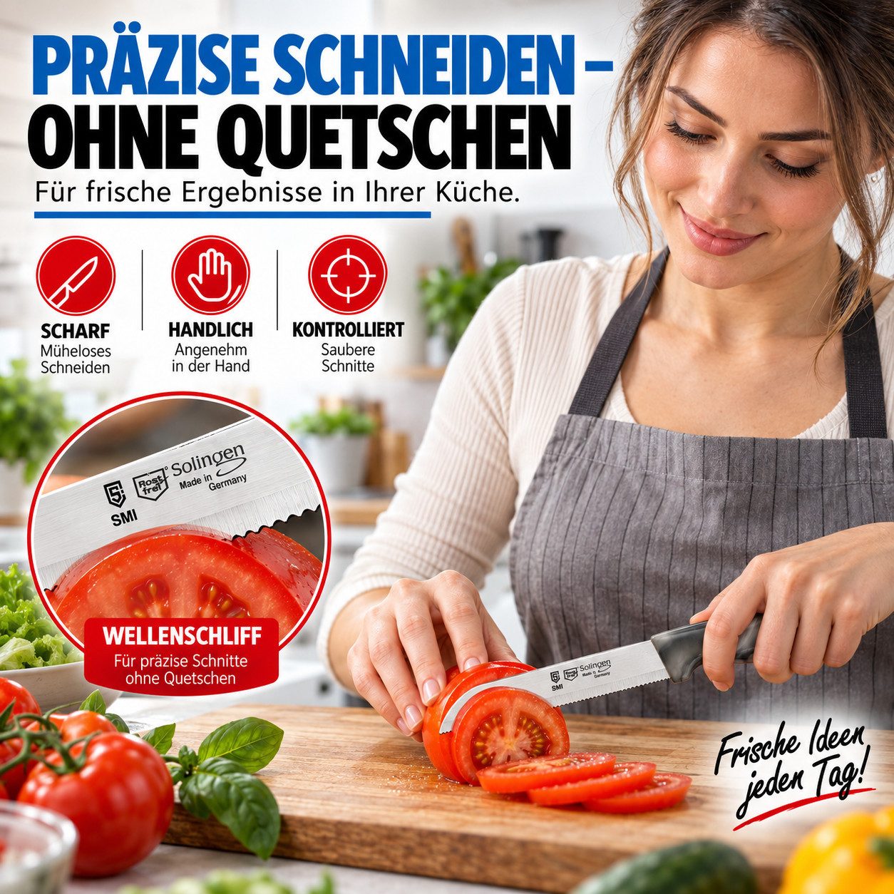SMI Obstmesser Solingen 6 Stück Schälmesser Wellenschliff Küchenmesser Gemüsemesser – Bild 2 von 5