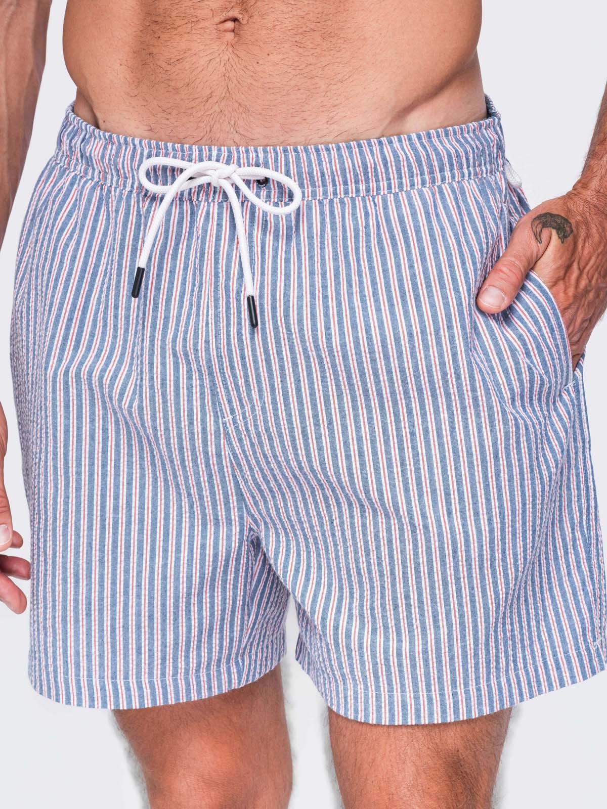 OMBRE Badeshorts Herren Badeshorts mit elastischem Bund und Streifenmuster Grau M/L (kein Set, 1-St) für Schwimmen – Bild 3 von 5