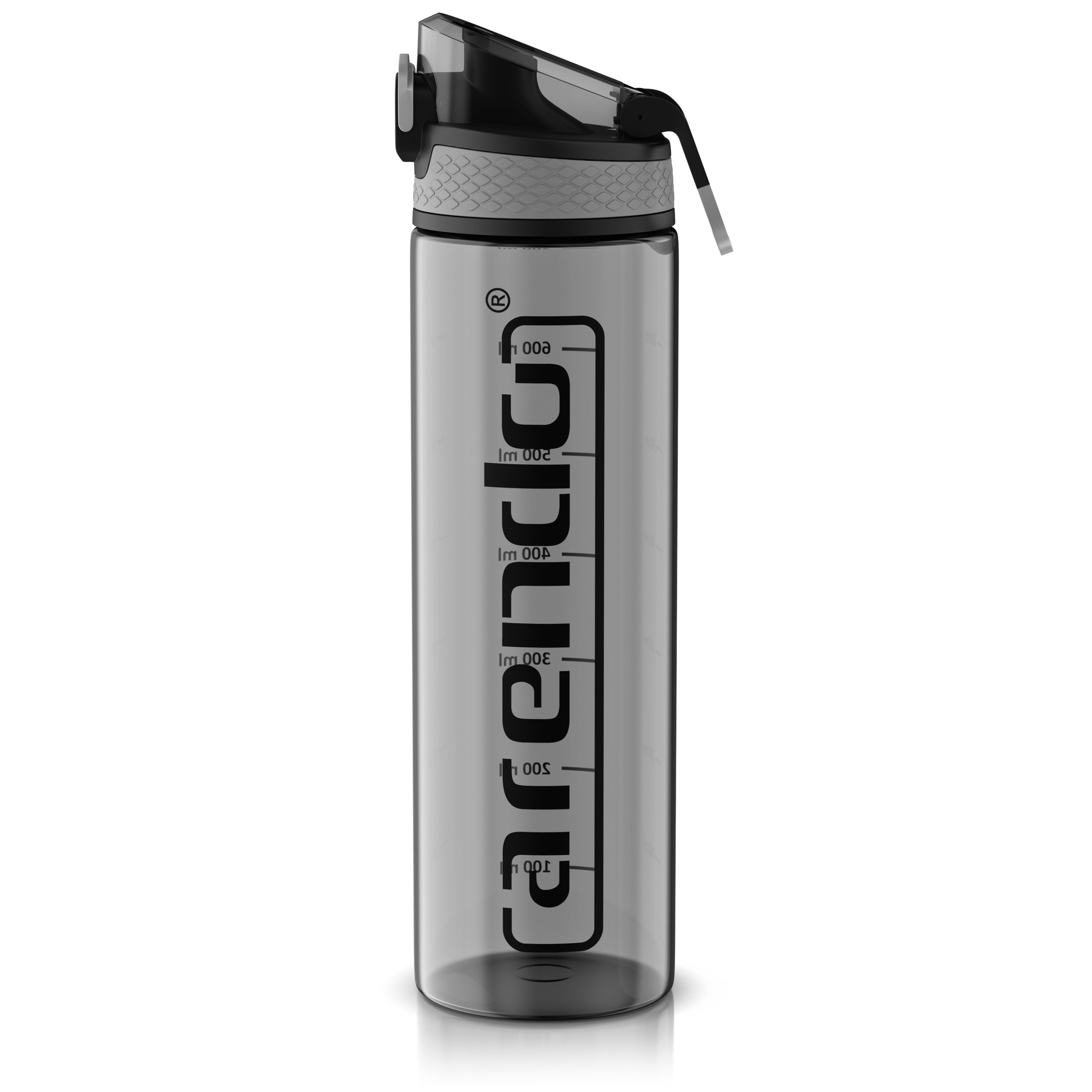 Arendo Trinkflasche Sport Wasserflasche 700 ml, verschließbar, spülmaschinengeeignet, BPA-frei, auslaufsicher, One-Click-Verschluss, Mengenskala, Flasche