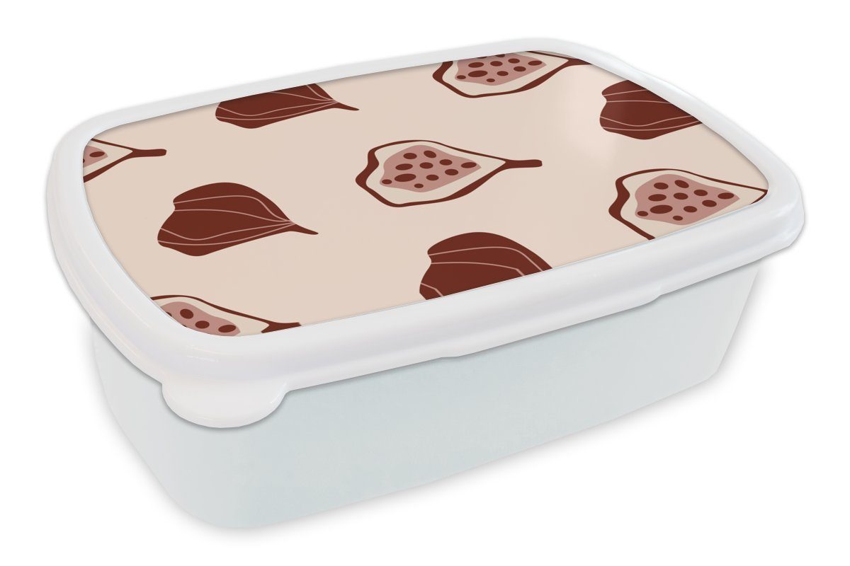 MuchoWow Lunchbox Sommer - Feigen - Rosa, Kunststoff, (2-tlg), Brotbox für Kinder und Erwachsene, Brotdose, für Jungs und Mädchen weiß