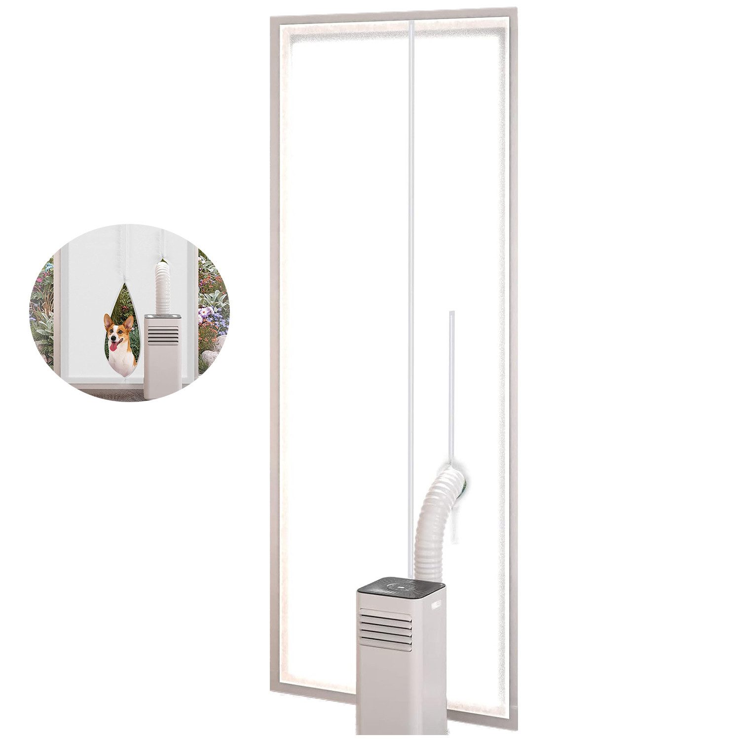Diwzbyn Türdichtband Türabdichtung für Mobile Klimaanlage – Balkontür Fensterabdichtung, (1-St), mit Reißverschluss, Hot Air Stop, ohne Bohren, 90x210 cm