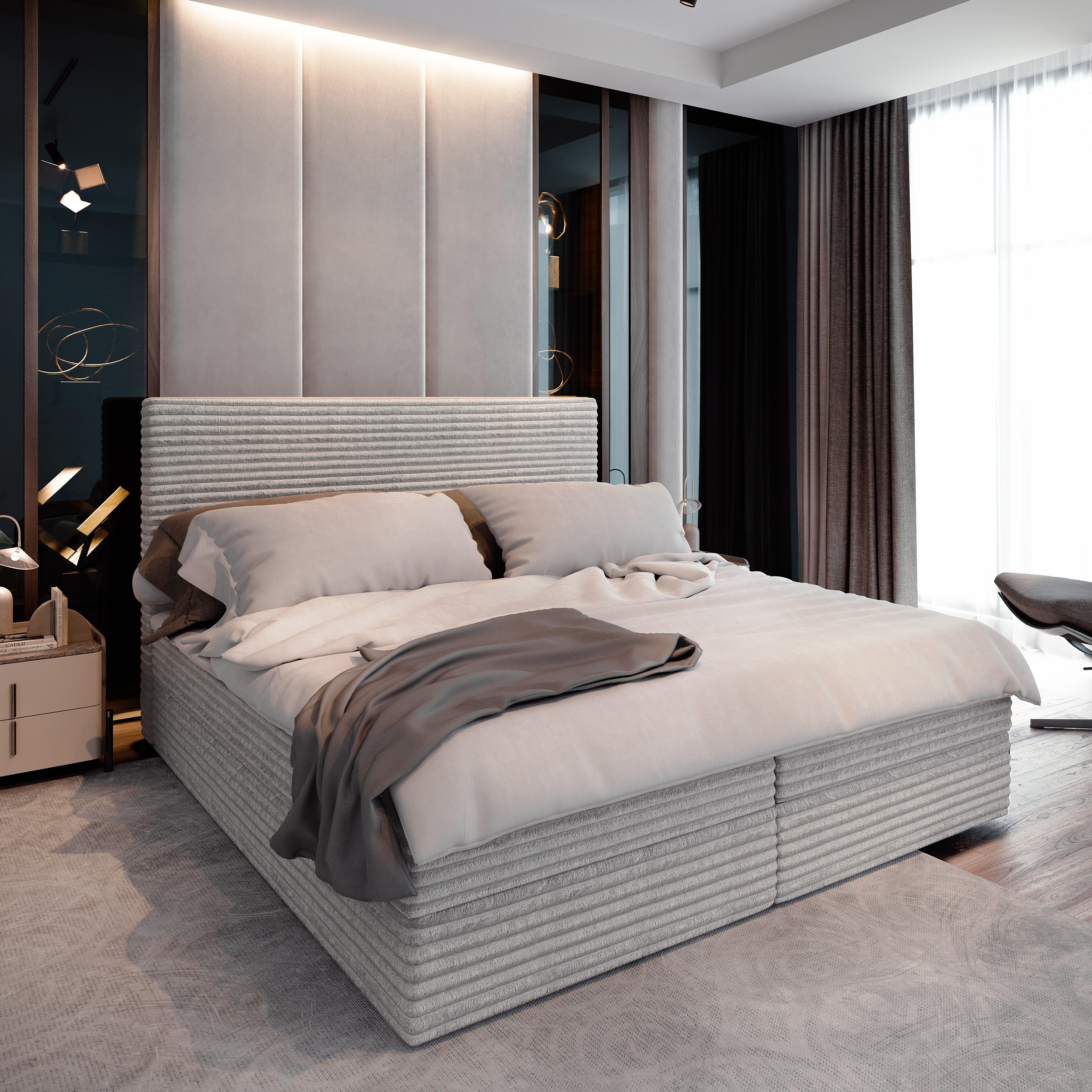 Masseno Boxbett PISA 140x200 cm mit Bonell Matratze und Topper