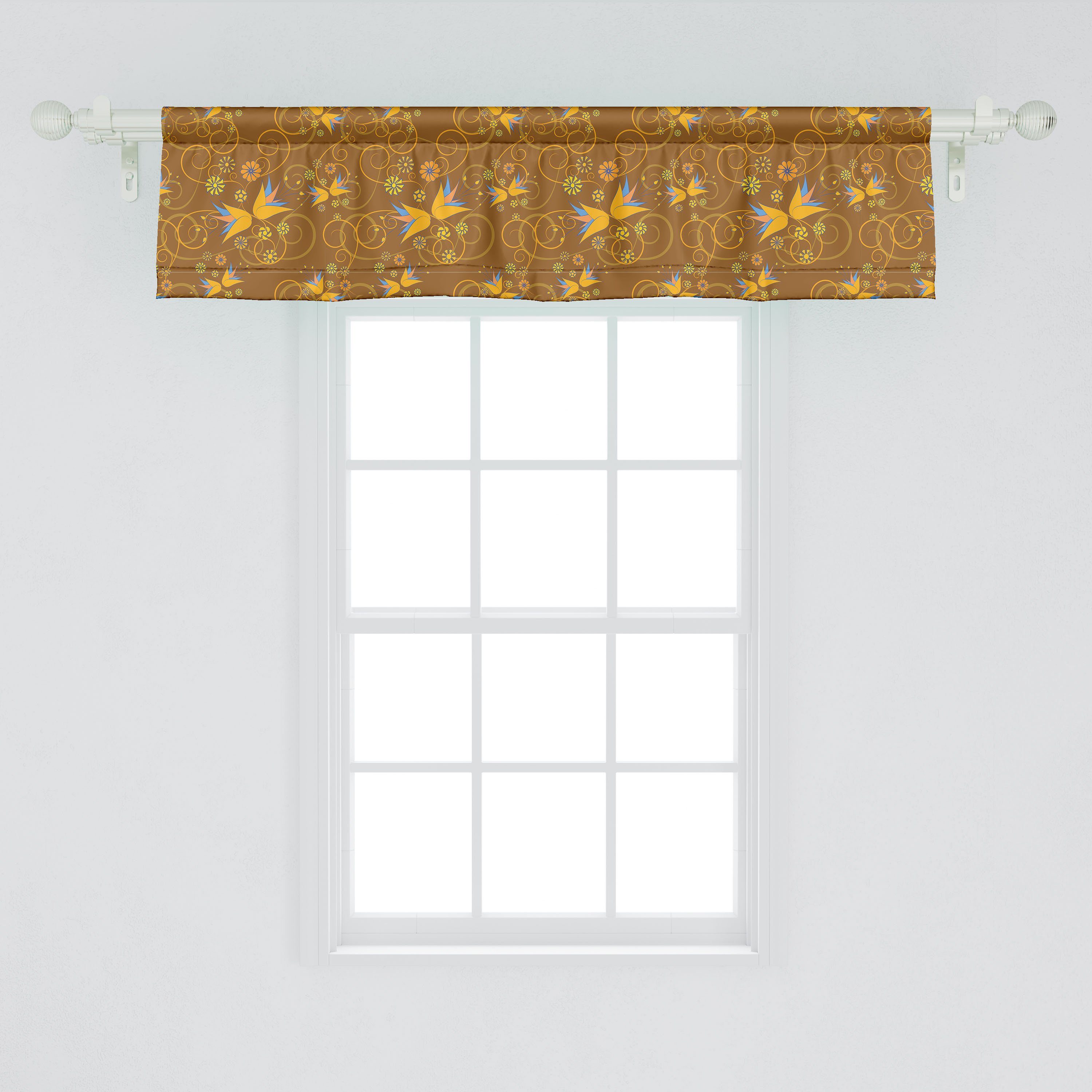 Scheibengardine Vorhang Volant für Stangentasche, Dekor und Schlafzimmer Blumen Glockenblume Strudel Küche Abakuhaus, mit Microfaser