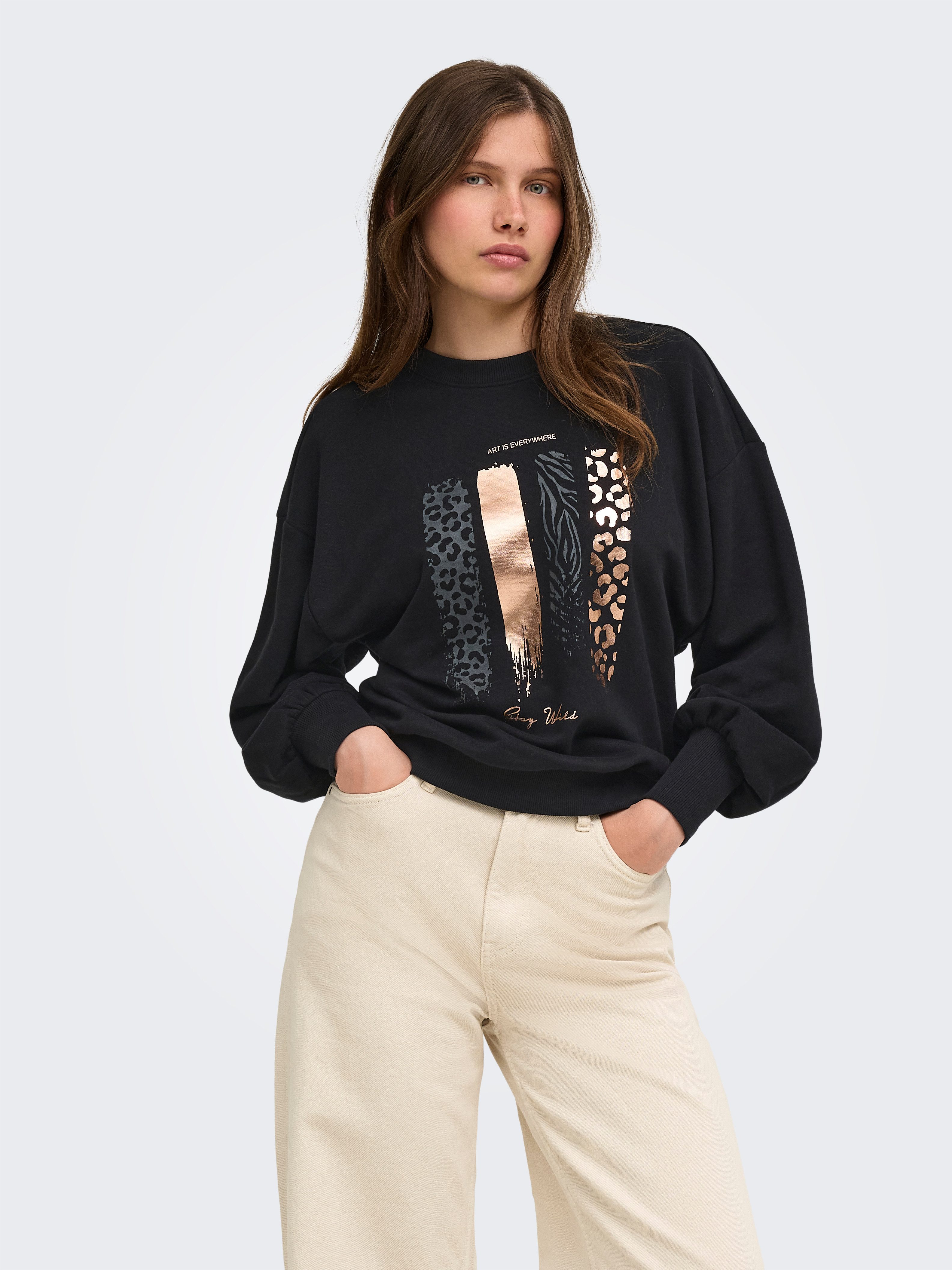 ONLY Sweatshirt ONLBROOKY L/S PRINT UB CS SWT Baumwollmischung, regular fit