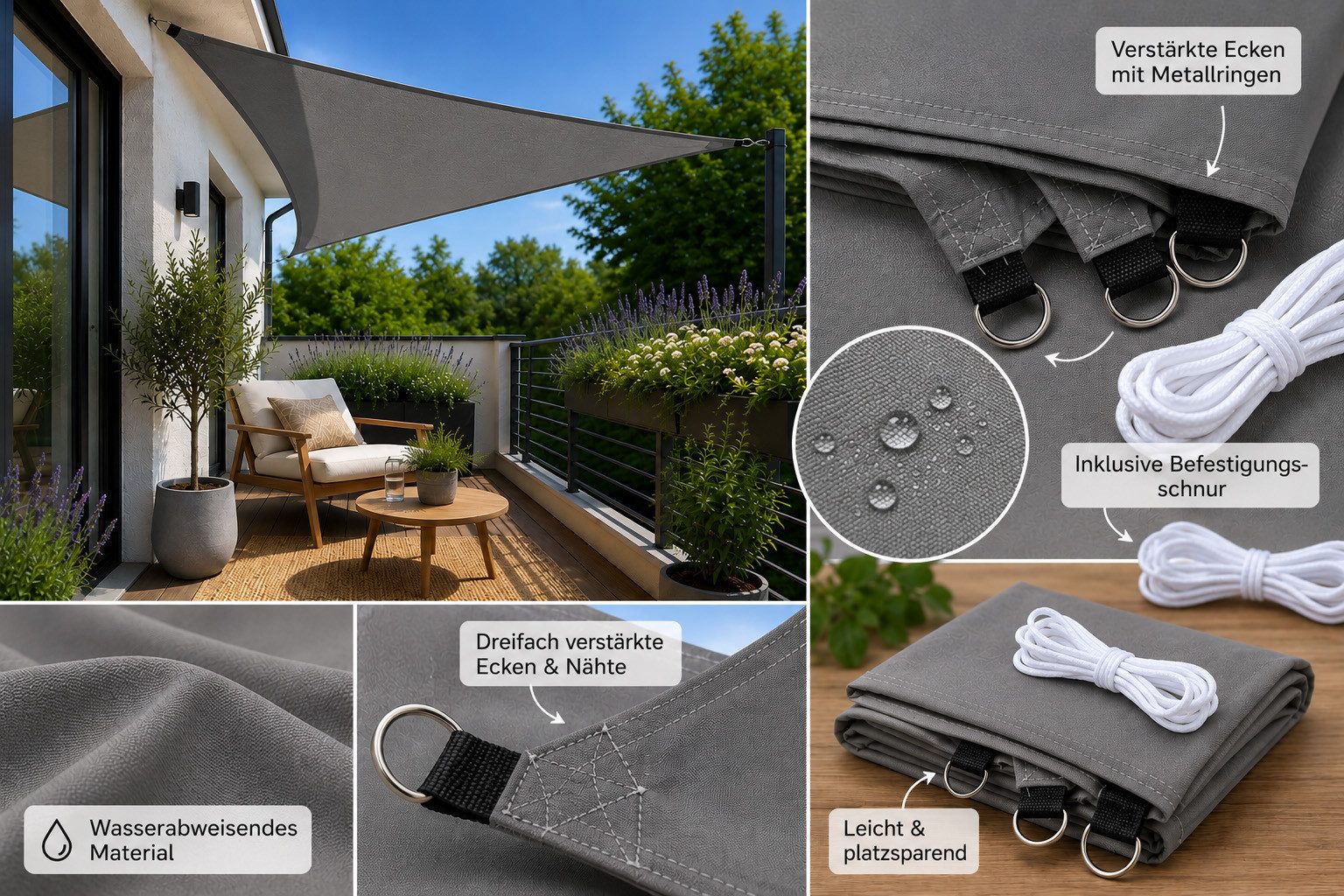 heimtexland Sonnensegel Sonnenschutz Segel wetterfest Dreieckig, (Typ935), Dreieckssegel UV-Schutz für Garten Carport Terrasse