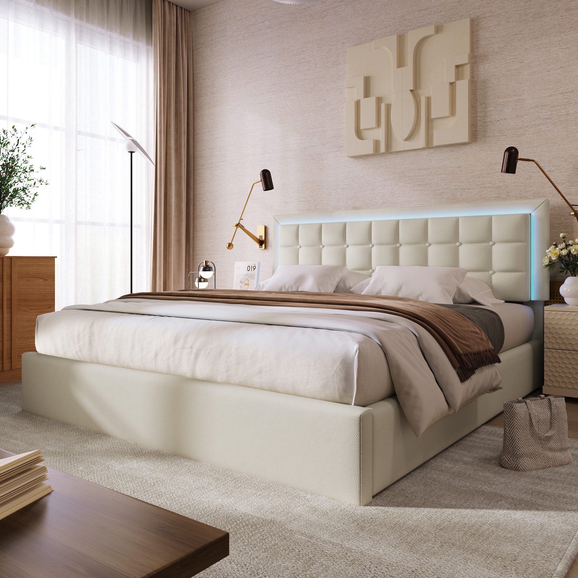 STILVORA Polsterbett 140x200 Bettgestell Doppelbett mit günstig online kaufen