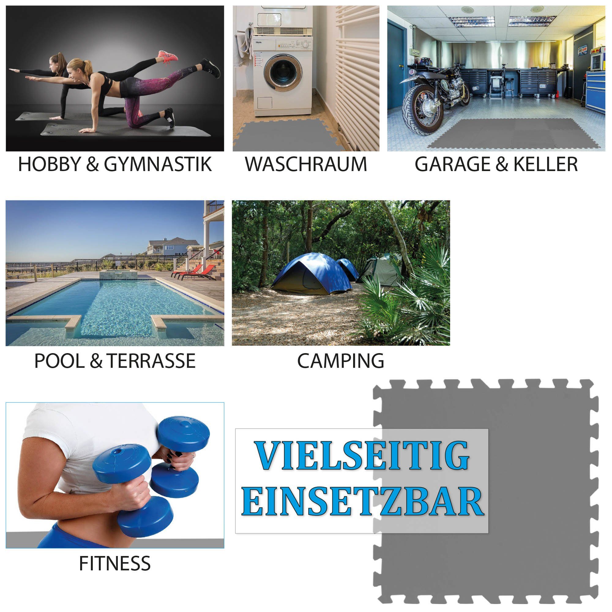 Bestlivings Pool-Bodenschutzfliese Pool Unterlegmatte - Athrazit BM-28108, 8 Stück à 50x50cm (2m), 8-St., Bodenschutz Poolunterlage Pool Planschbecken - Bodenschutzmatte