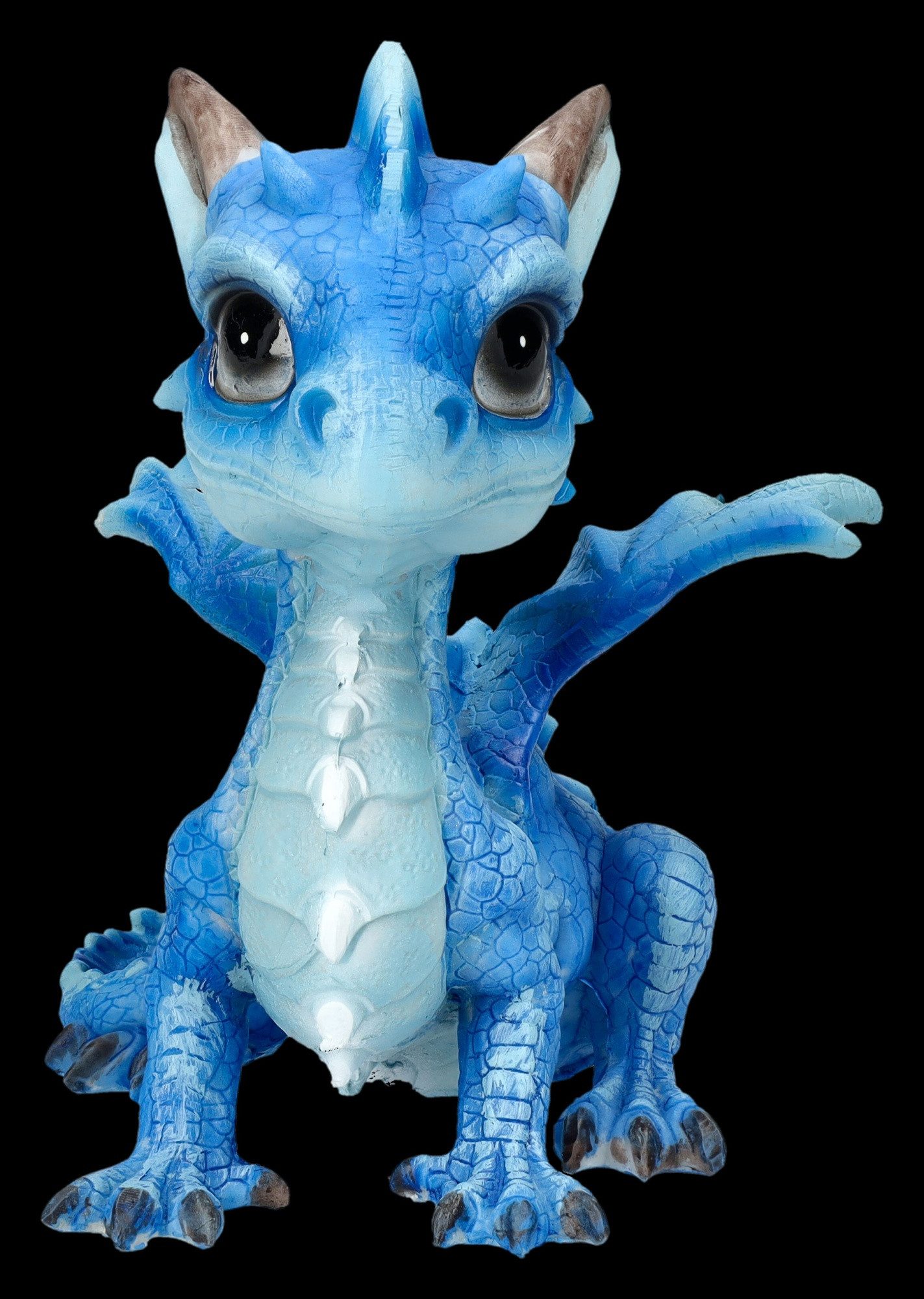 Figuren Shop GmbH Fantasy-Figur Drachenfigur Baby blau - Ice Dragonling - Fantasy Drache Dekofigur
