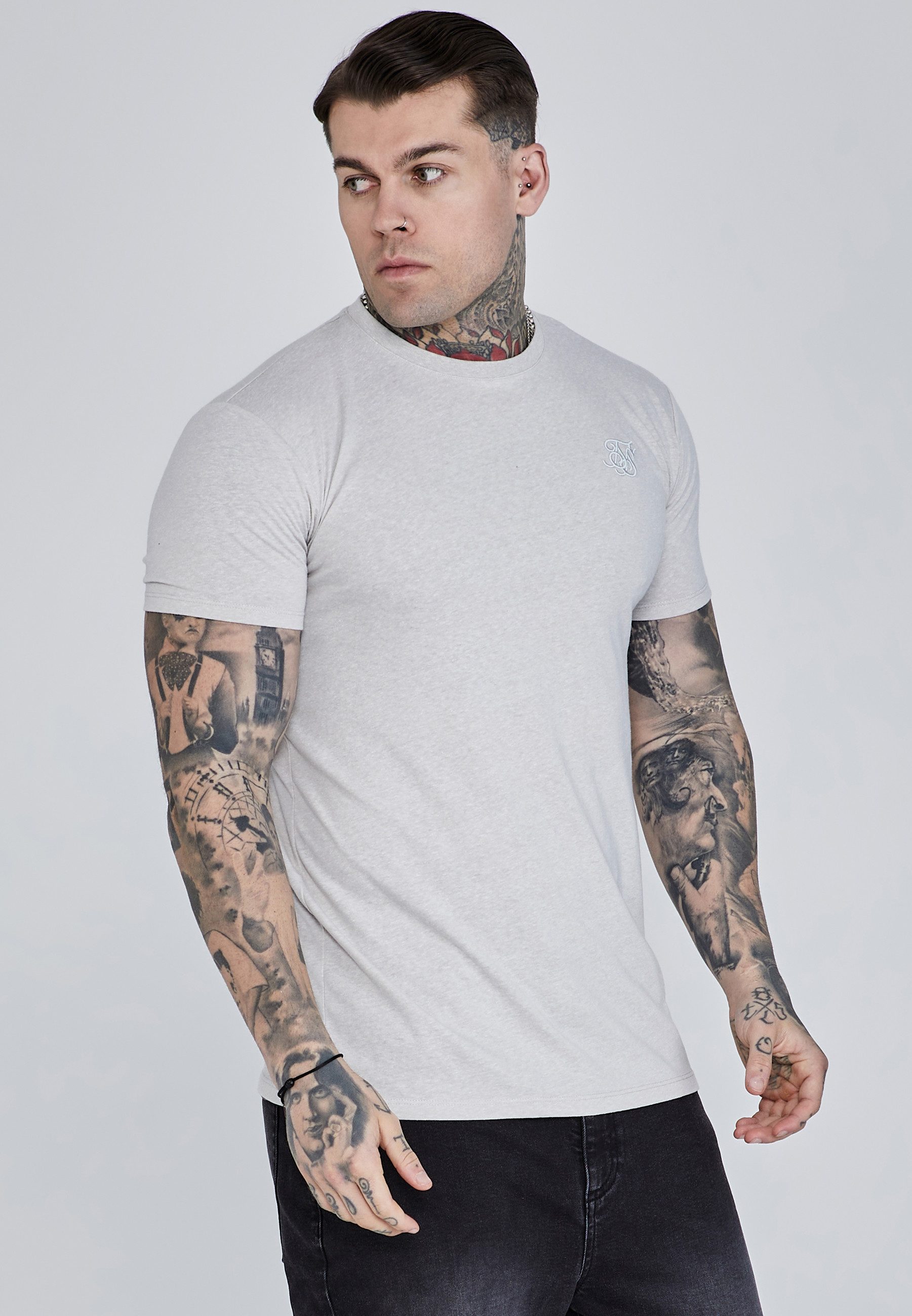 Siksilk T-Shirt SikSilk Herren Grau Marl Marl T-Shirt günstig online kaufen